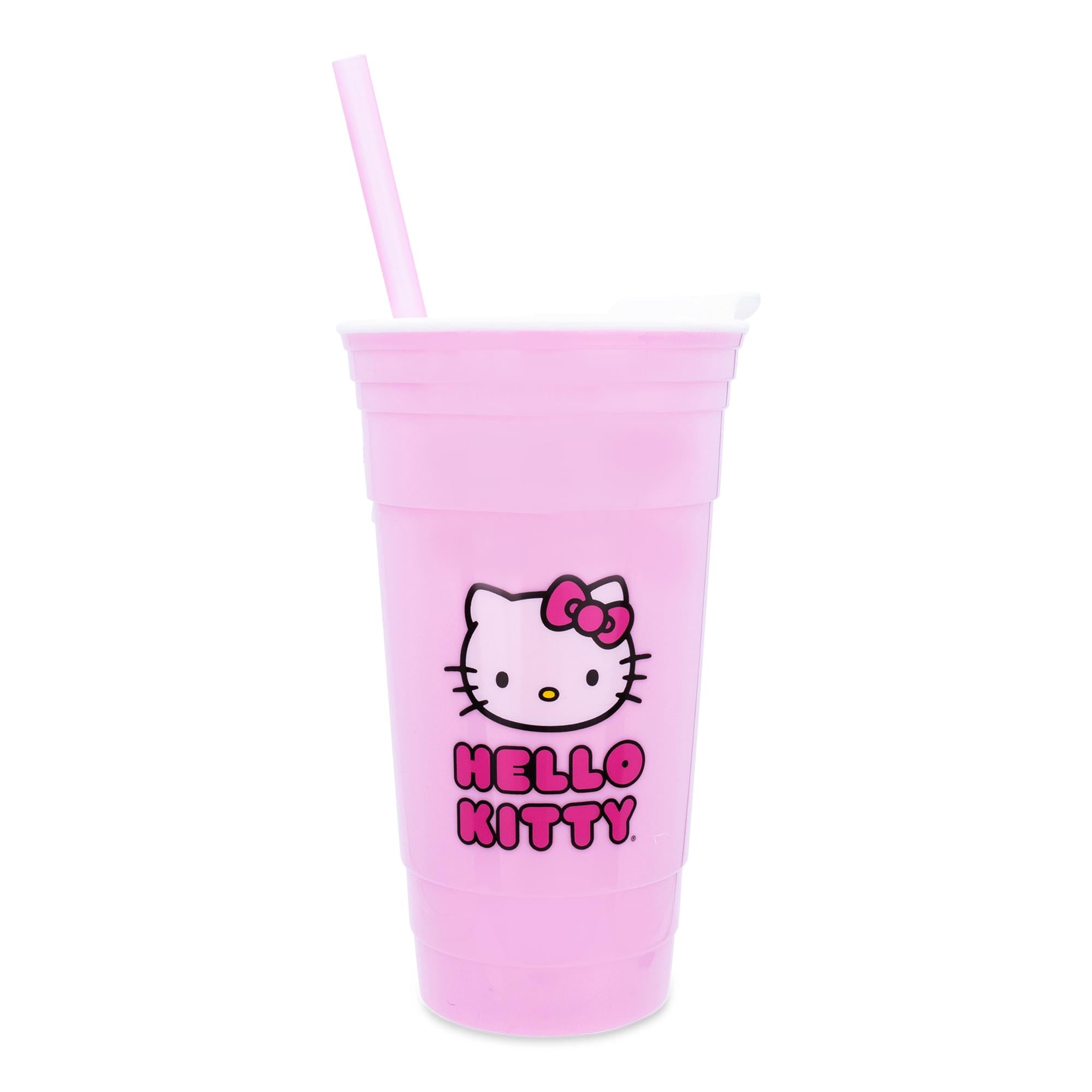 Sanrio Hello Kitty 32-Ounce Pink Plastic Tumbler with Lid and Straw