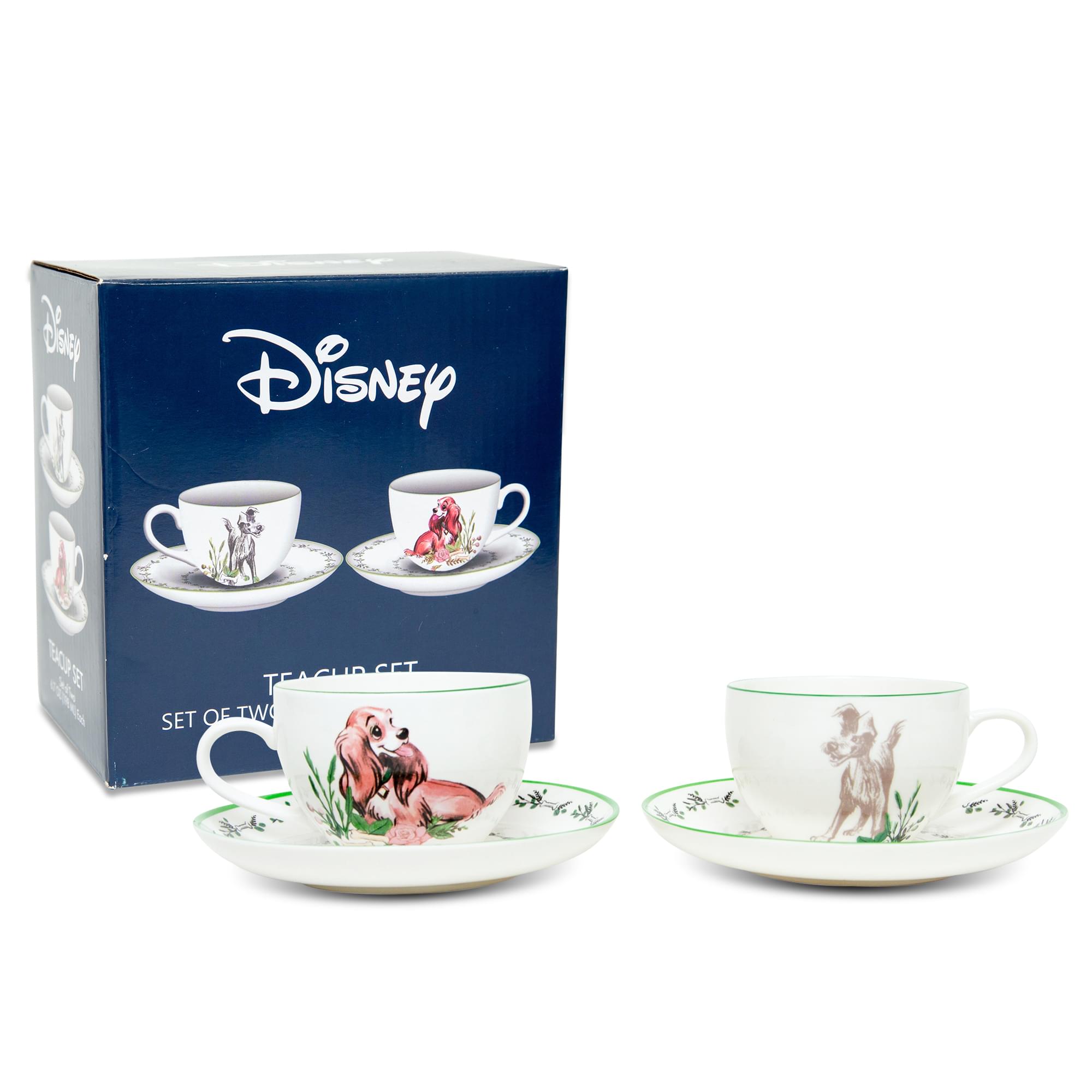 Disney Lady and the Tramp Bone China Tea Set - A Pair of Teacups and Saucers