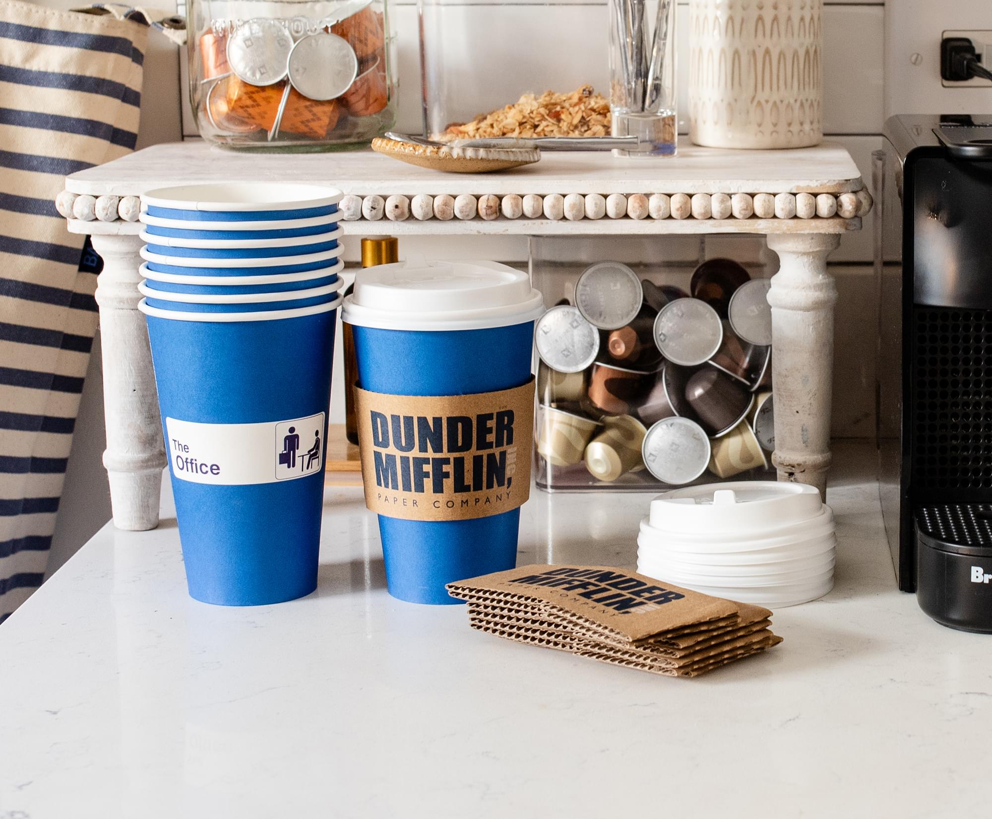 Dunder Mifflin 8-Pack Disposable Paper Travel Cups with Lids for The Office Fans
