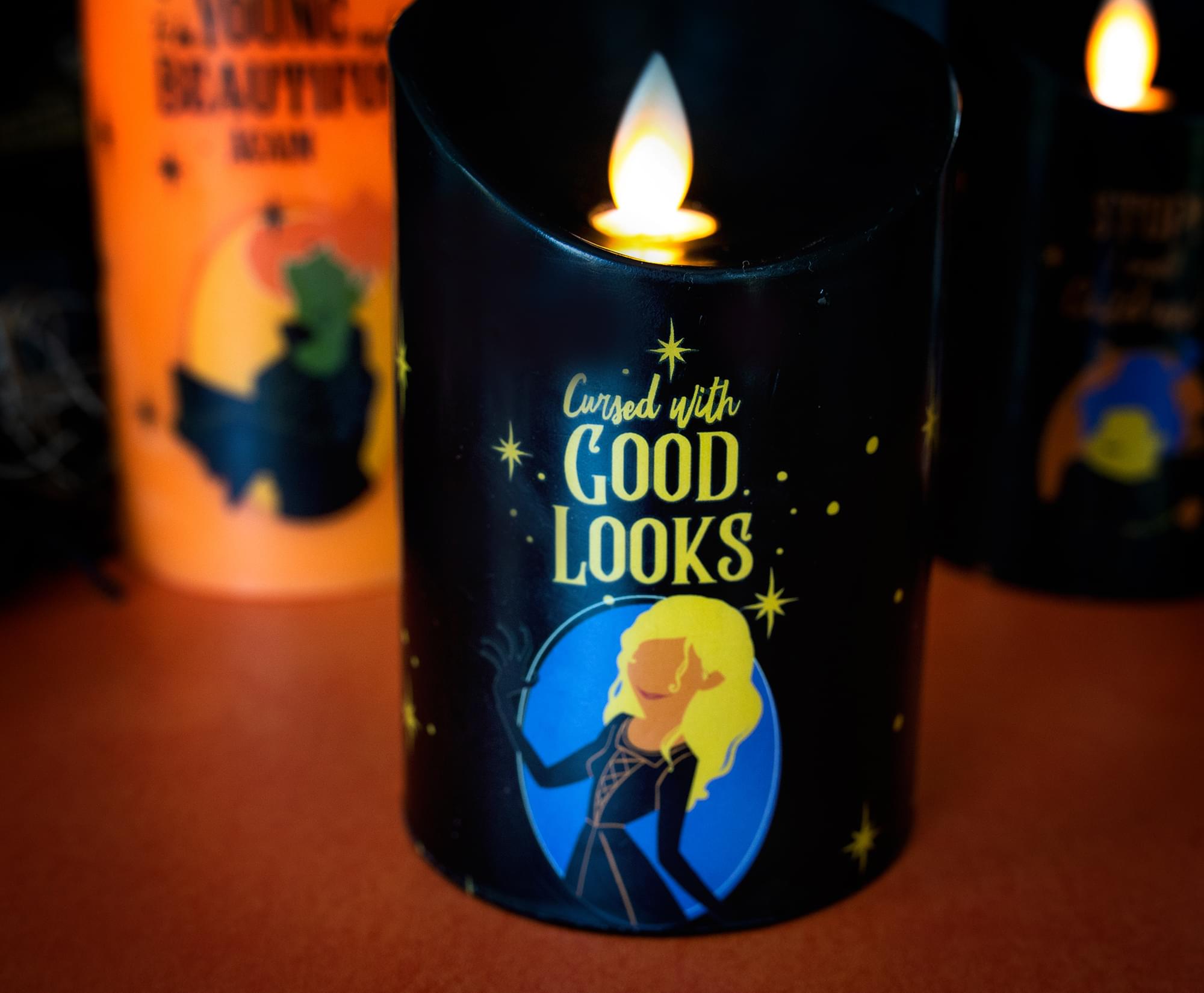 Enchanting Disney Hocus Pocus LED Flickering Flameless Candles Set of 3 with Timers