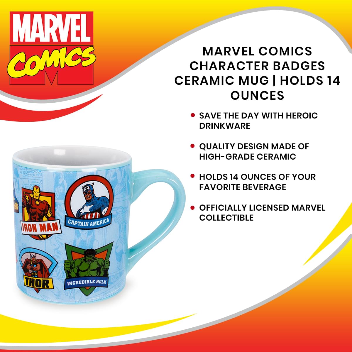 Epic Marvel Comics Character Badges 14 - Ounce Ceramic Mug