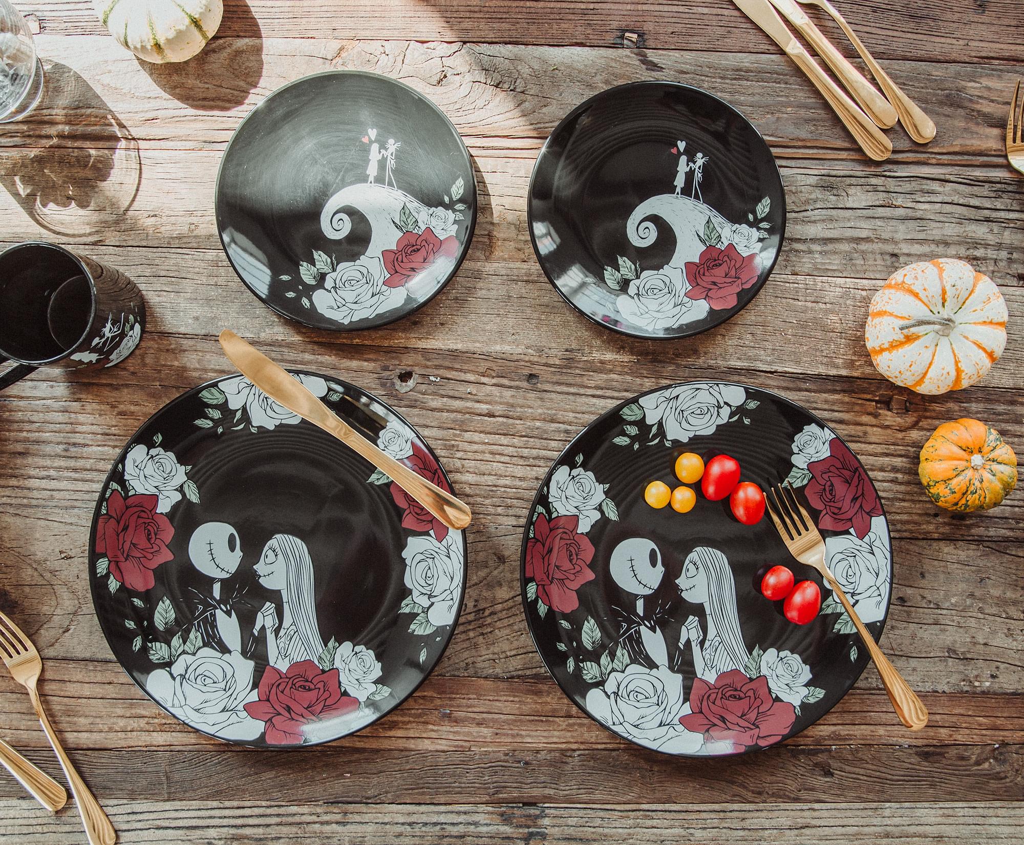 Disney's Enchanting Nightmare Before Christmas Jack and Sally 16-Piece Dinnerware Set