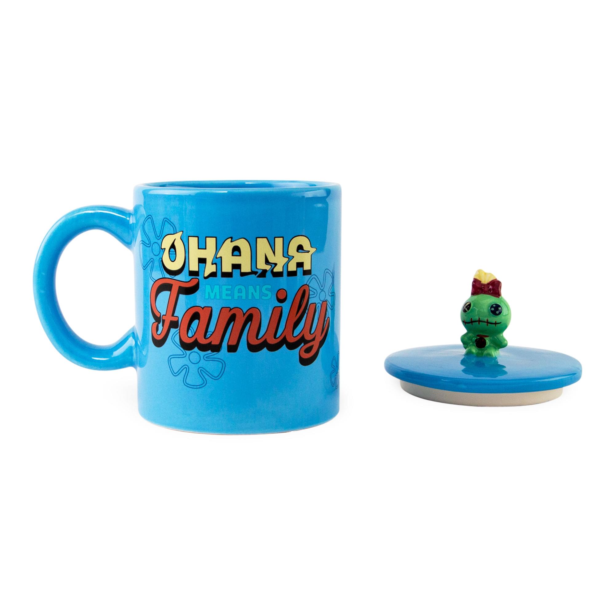 Disney Lilo & Stitch Ohana Ceramic Mug with Lid - 18 Ounce Galactic Fun