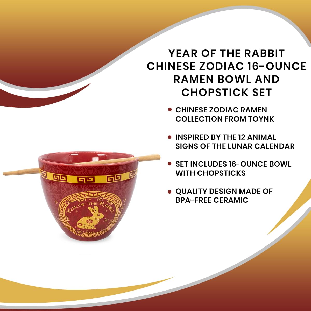 Lucky Rabbit Chinese Zodiac Ramen Bowl & Chopstick Set
