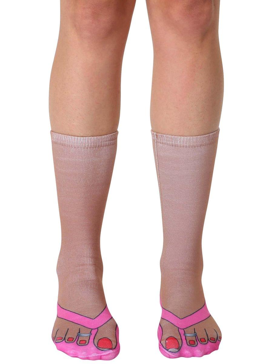Living Royal Photo Print Crew Socks - Tan Flip Flops Style