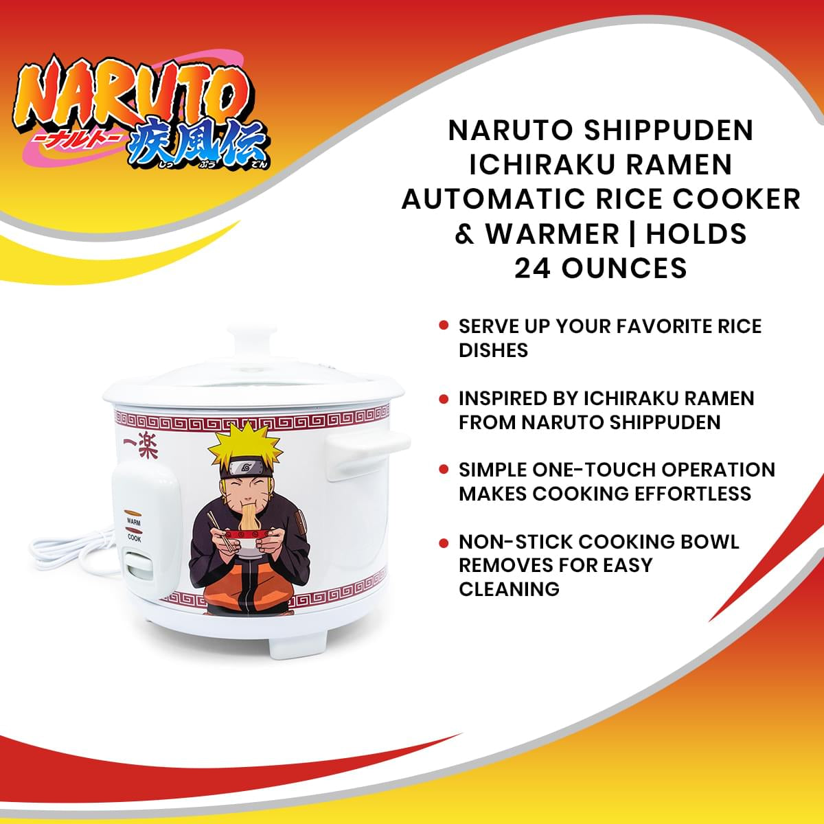 Naruto Shippuden Ichiraku Ramen-Inspired Automatic Rice Cooker & Warmer - 24 Ounce