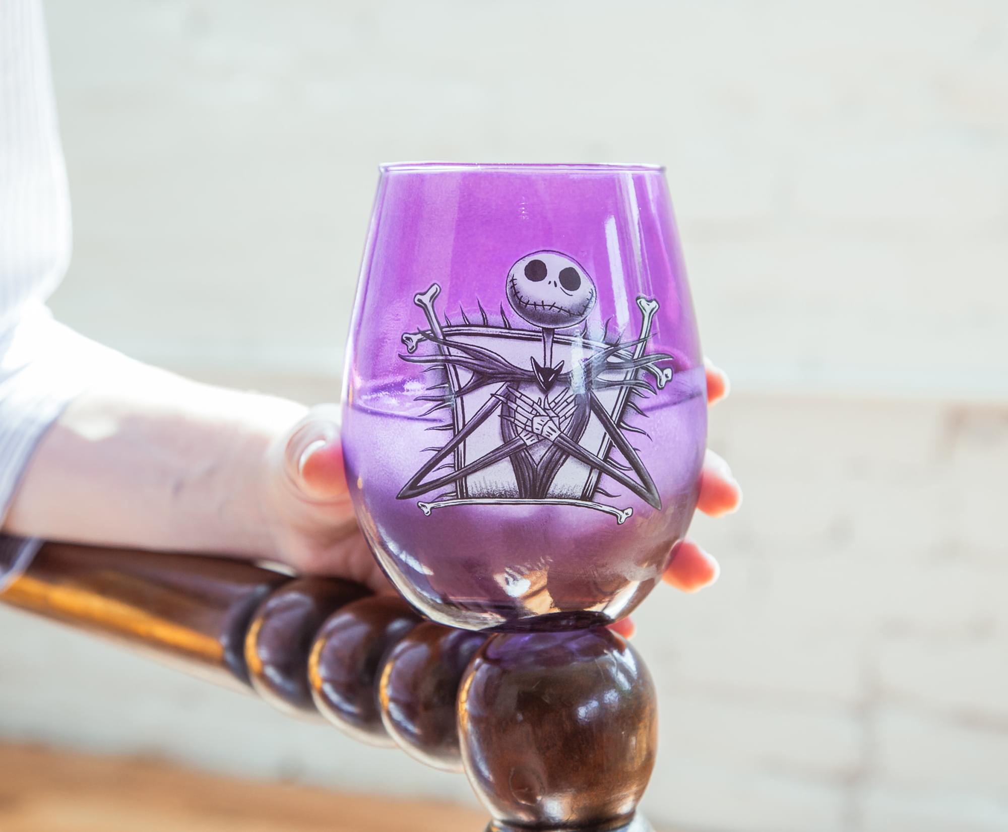 Enchanting Disney Nightmare Before Christmas Jack Skellington Purple Wine Glass