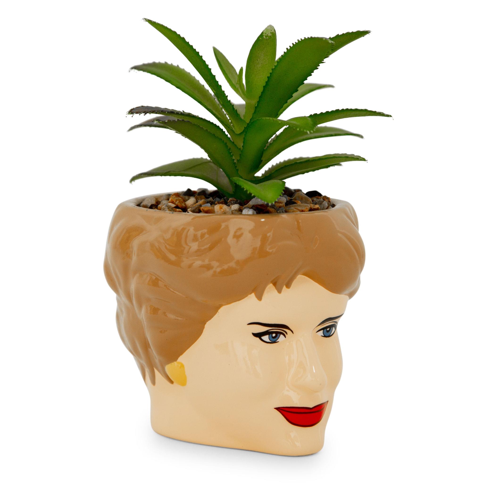 Golden Girls Blanche Ceramic Mini Planter with Artificial Succulent