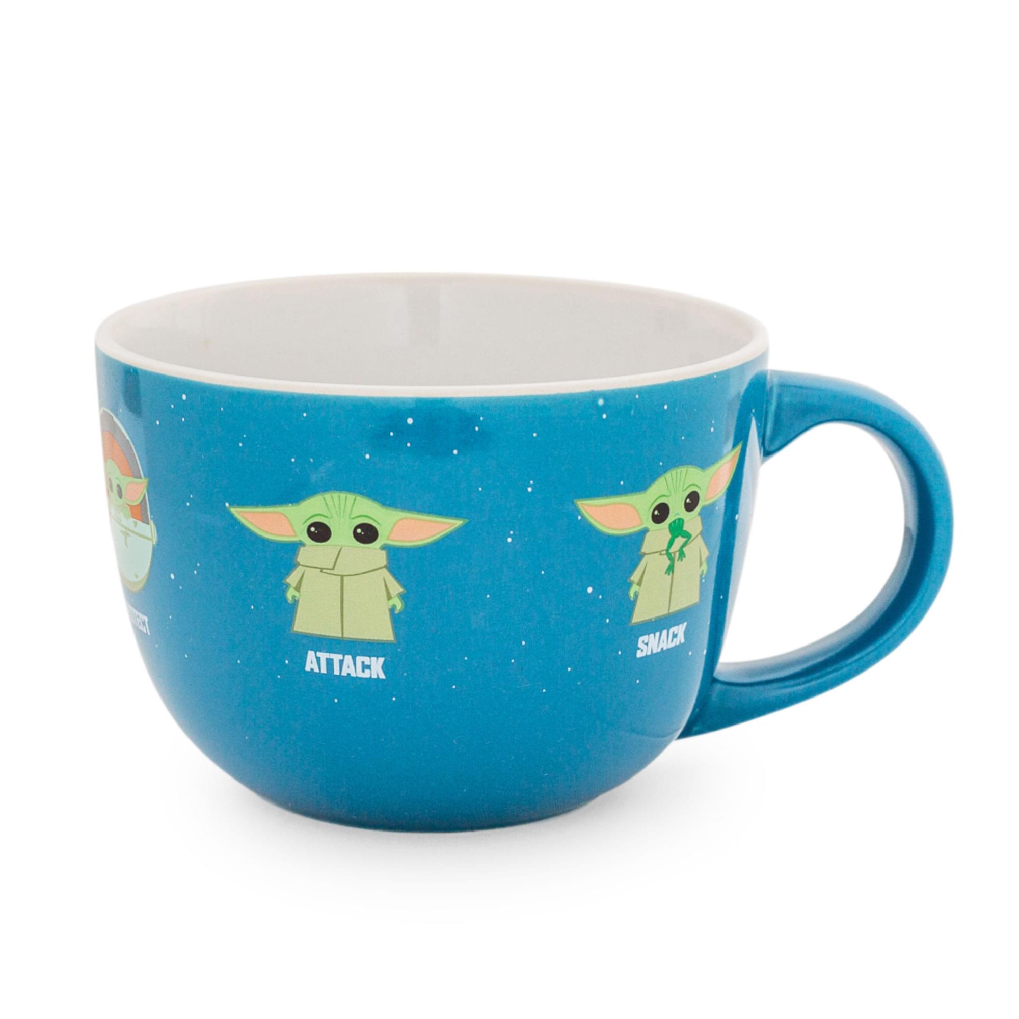 Star Wars: The Mandalorian Ceramic Soup Mug with 'Protect Attack Snack' Design | 24 Ounces