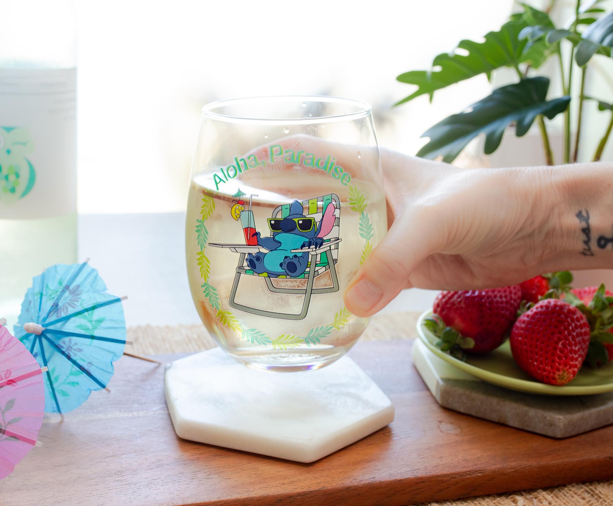 Disney Lilo & Stitch Paradise Stemless Wine Glass - 20 Ounce Delight