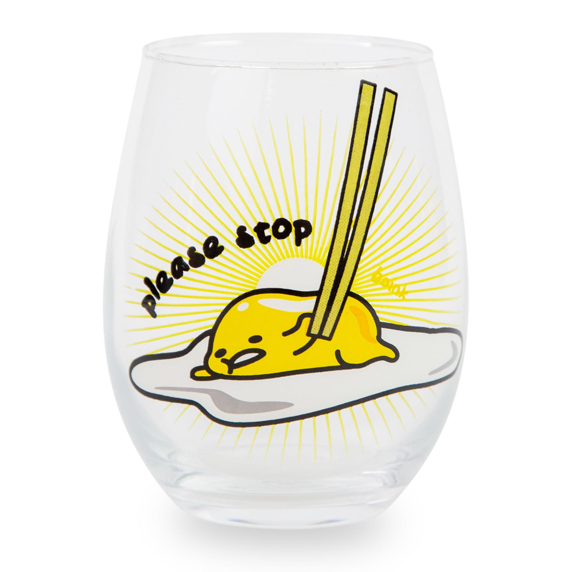 Sanrio Gudetama Lazy Time Stemless Wine Glass - 20 Ounce Capacity