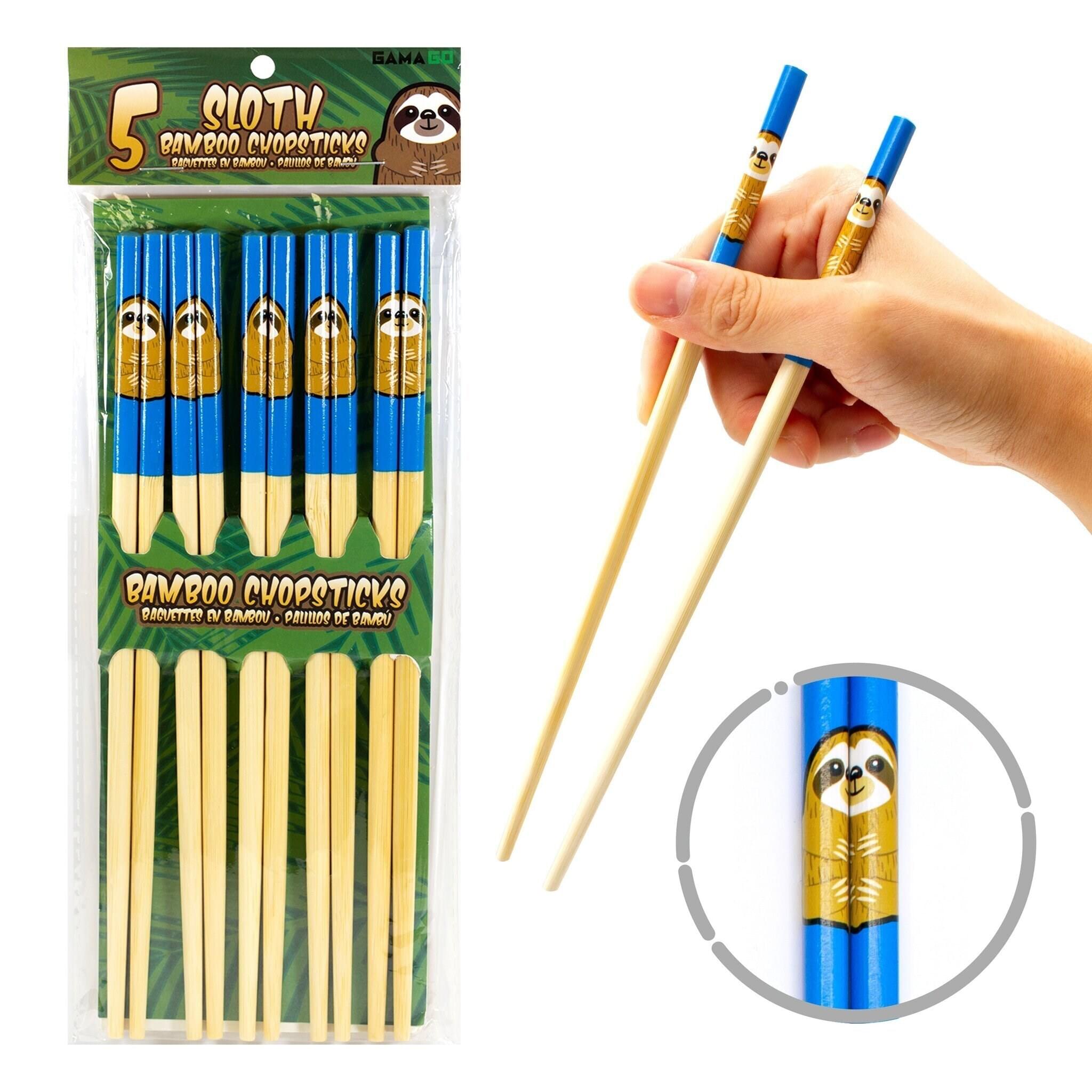 Adorable Sloth-Inspired 5-Piece Bamboo Chopstick Set
