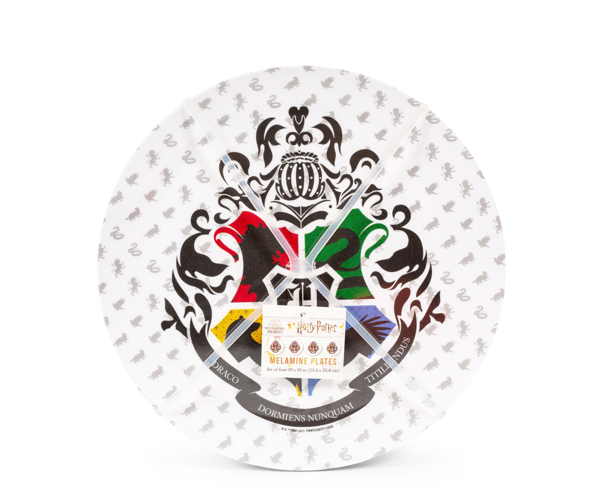 Enchanting Harry Potter Hogwarts Crest 10-Inch Melamine Dinner Plates - Set of 4