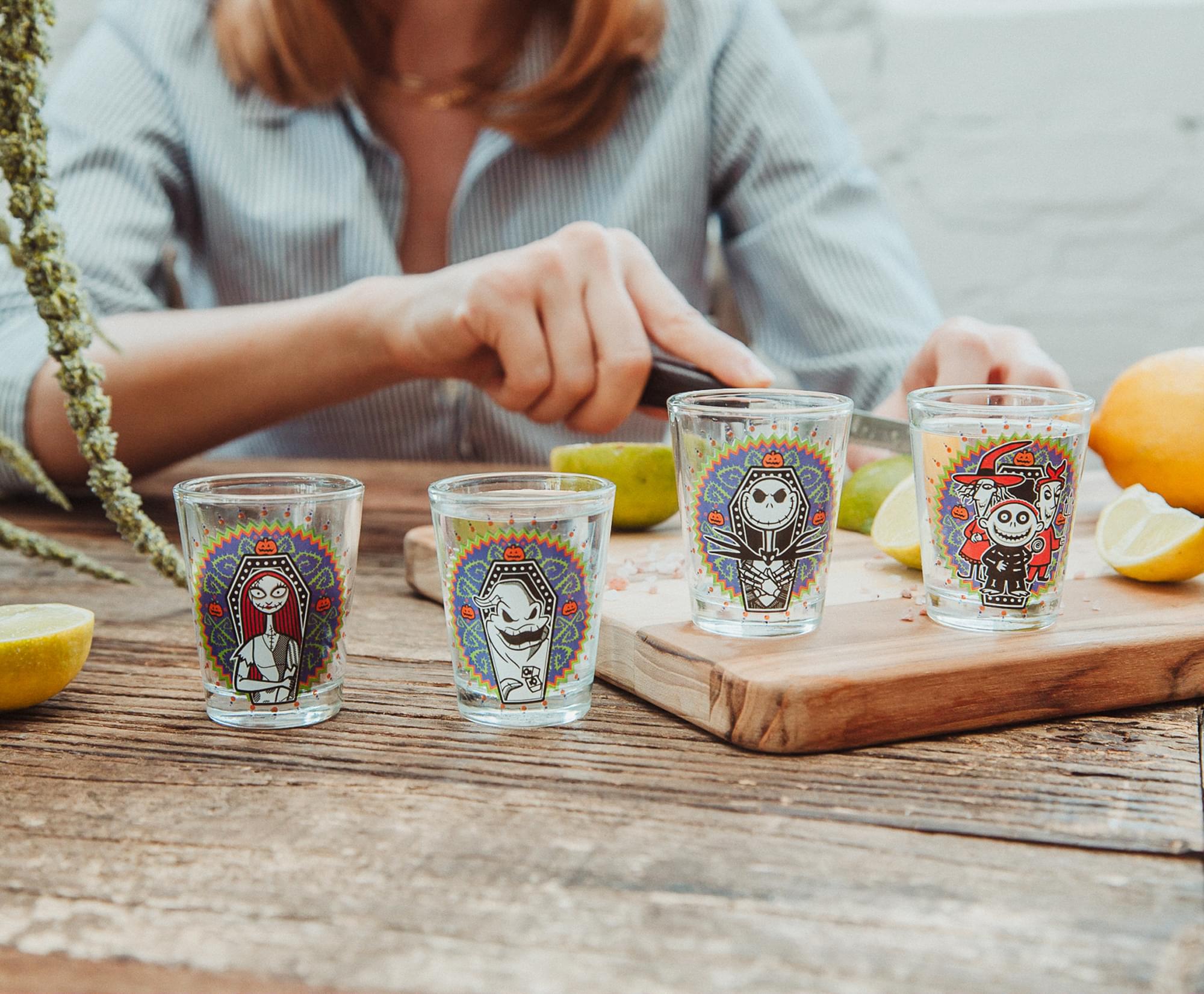 Disney's Nightmare Before Christmas Day of the Dead Mini Shot Glasses - Set of 4: Sip in Style and Celebrate!