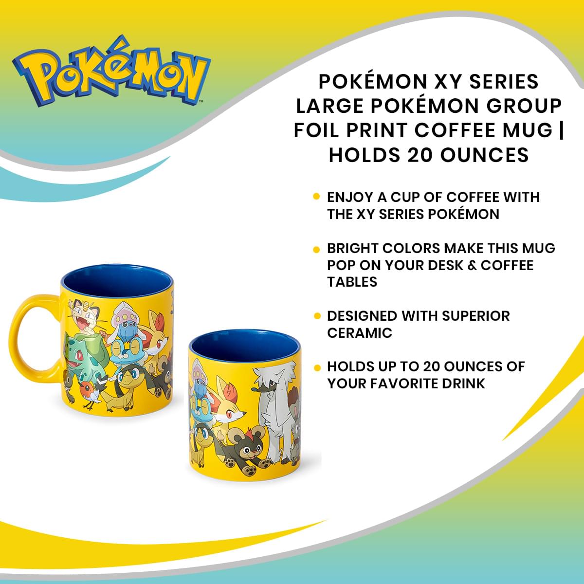 Pokémon XY Series Large Pokémon Group Foil Print 20-Ounce Coffee Mug