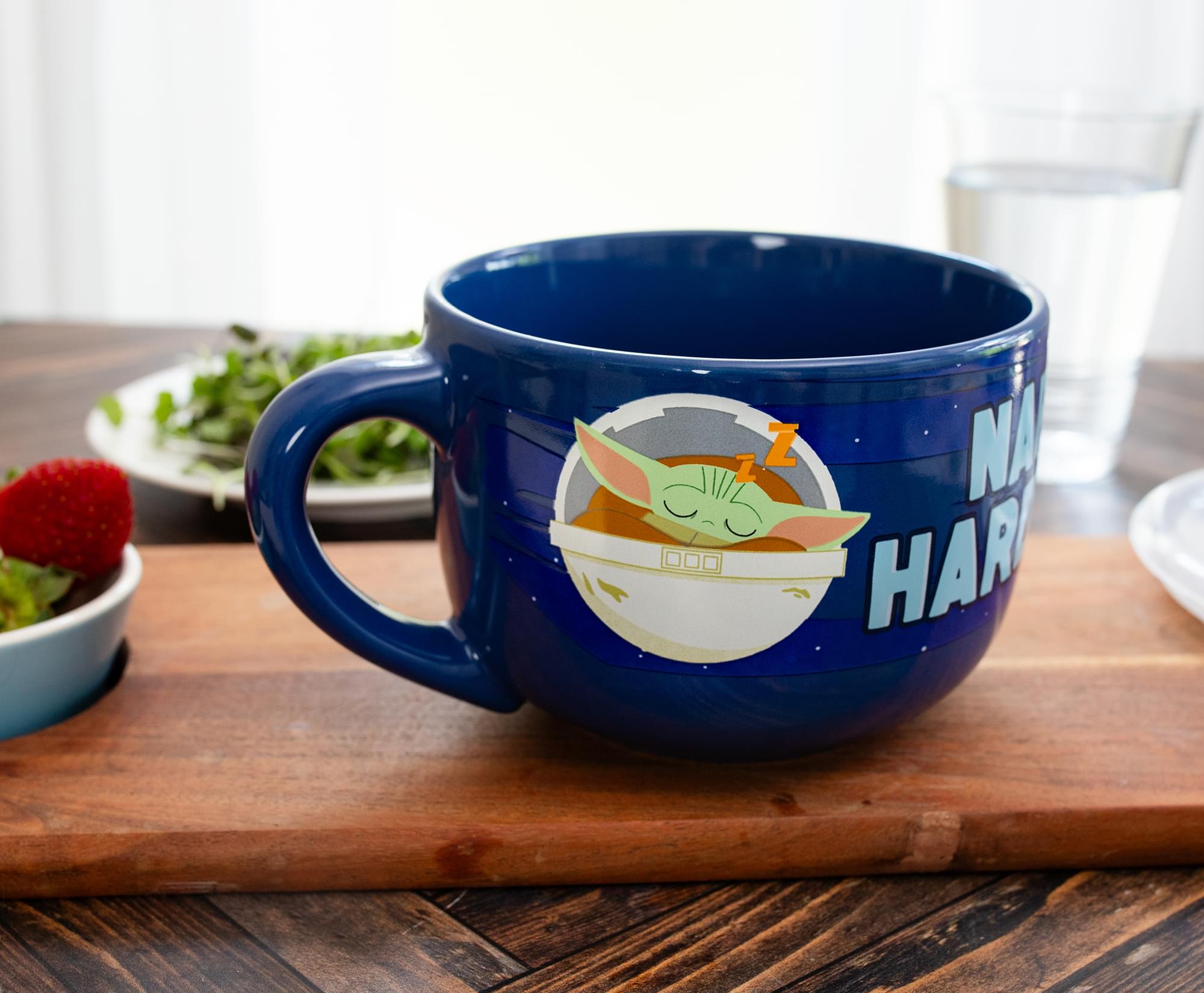 Star Wars: The Mandalorian Work Hard & Nap Hard Ceramic Soup Mug with Lid - 24 Ounces