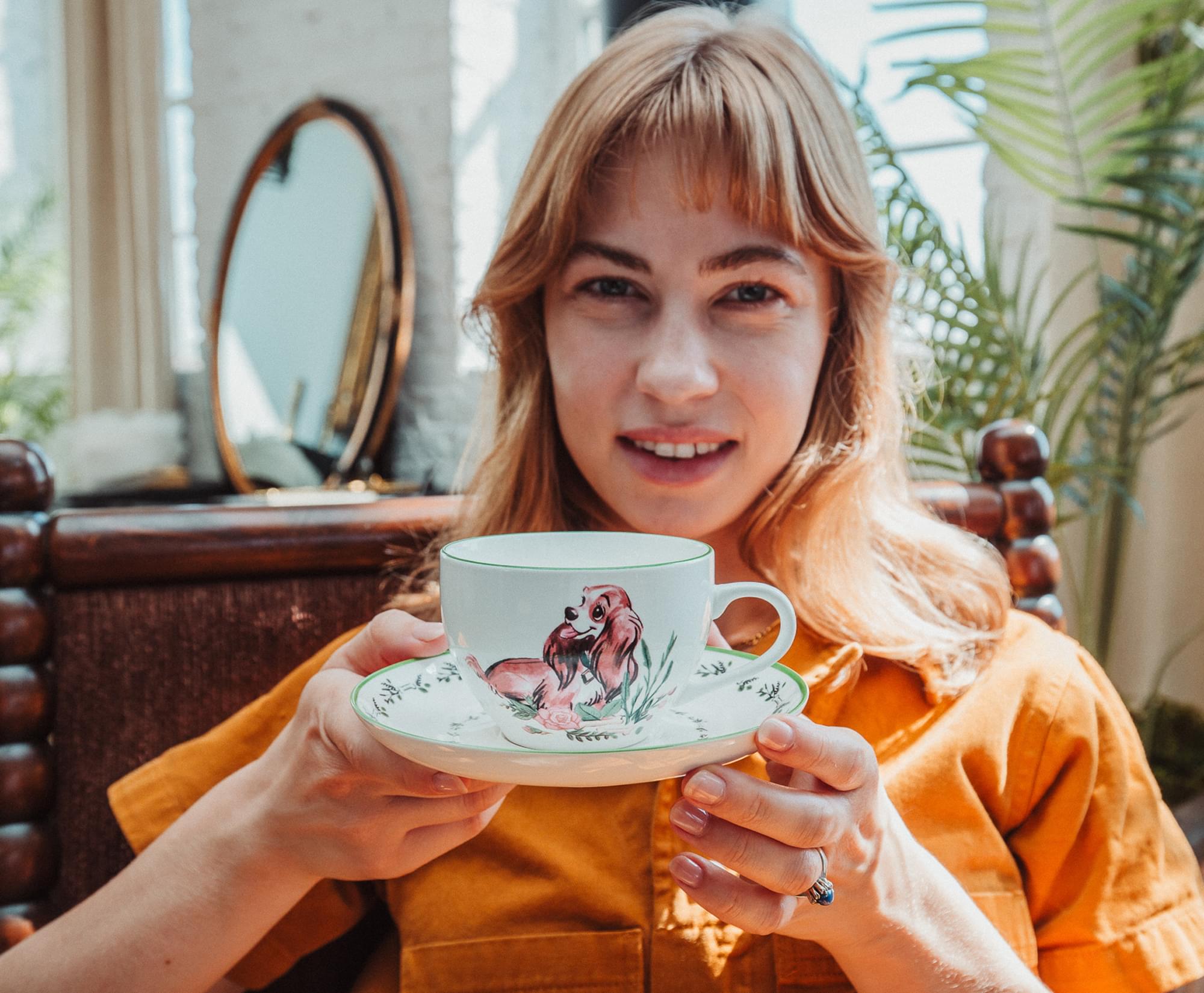 Disney Lady and the Tramp Bone China Tea Set - A Pair of Teacups and Saucers