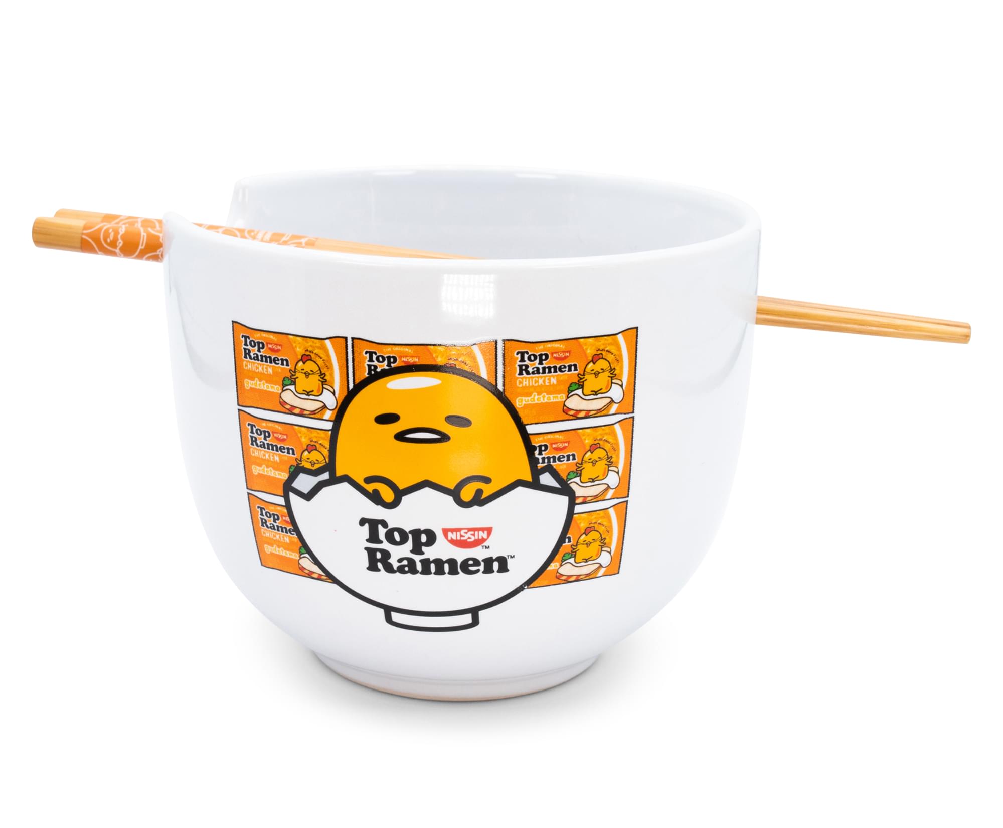 Sanrio Gudetama Japanese Dinner Set with Top Ramen | 20-Ounce Bowl and Chopsticks