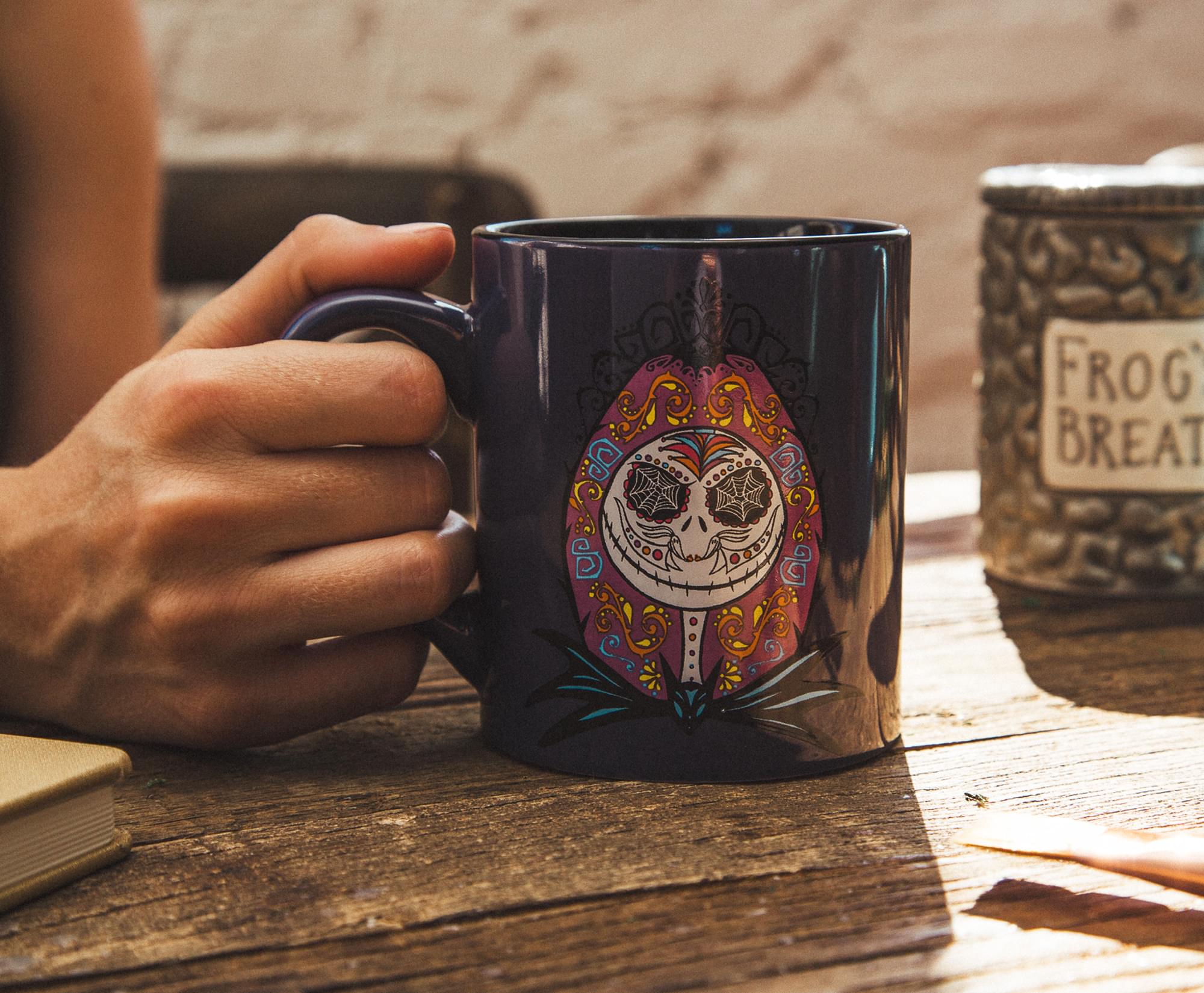 Disney's Nightmare Before Christmas Sugar Skulls Jack and Sally Ceramic Mug Set - A Hauntingly Beautiful Pair