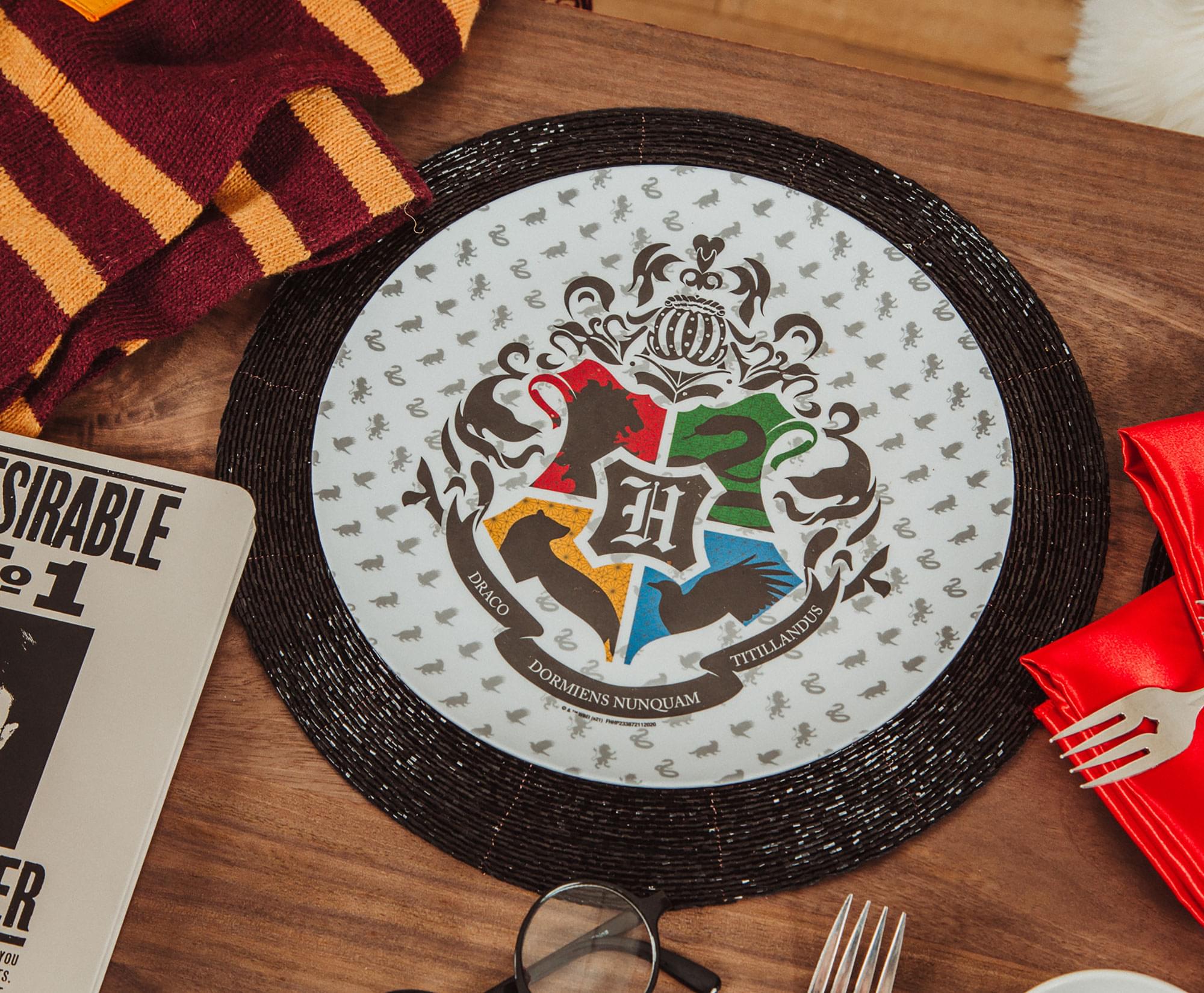 Enchanting Harry Potter Hogwarts Crest 10-Inch Melamine Dinner Plates - Set of 4