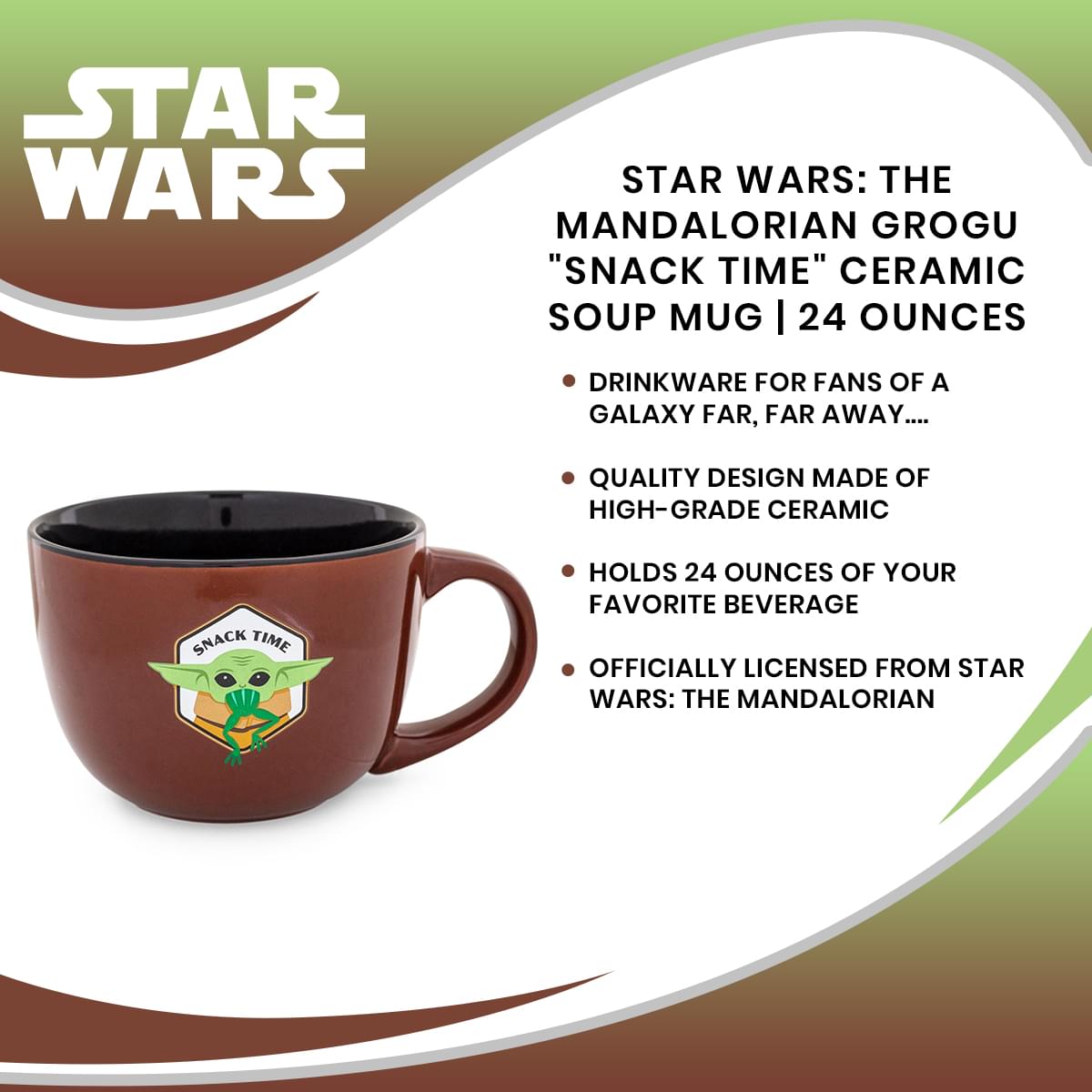 Star Wars: The Mandalorian Grogu Snack Time 24-Ounce Ceramic Soup Mug