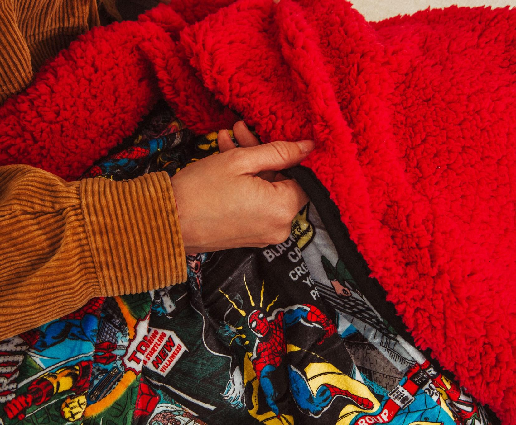 Marvel Spider-Man 60th Anniversary Ultra-Cozy Red Sherpa Throw Blanket