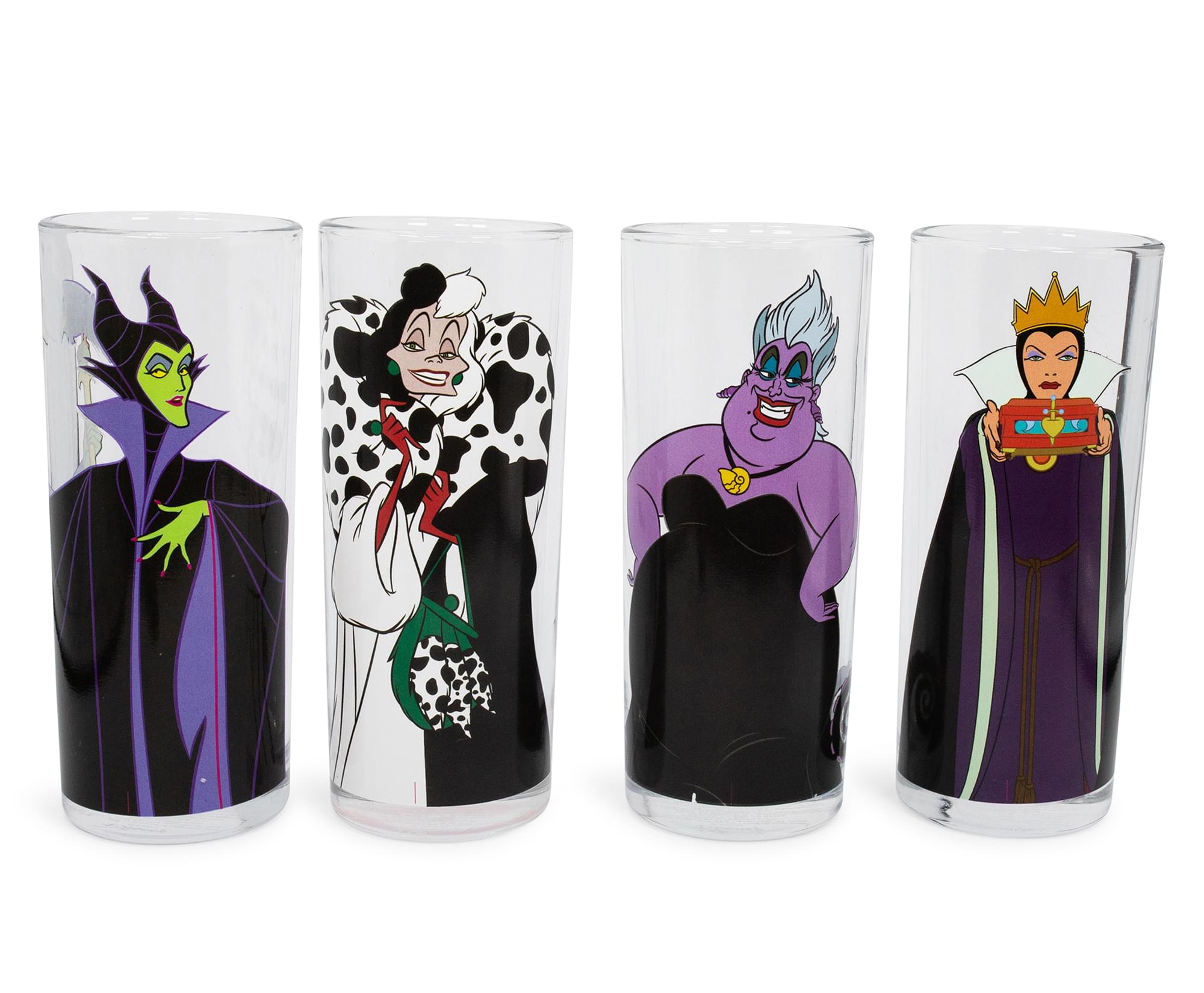 Disney Villains 10 - Ounce Tumbler Glasses Set of 4 - Wicked Delight!