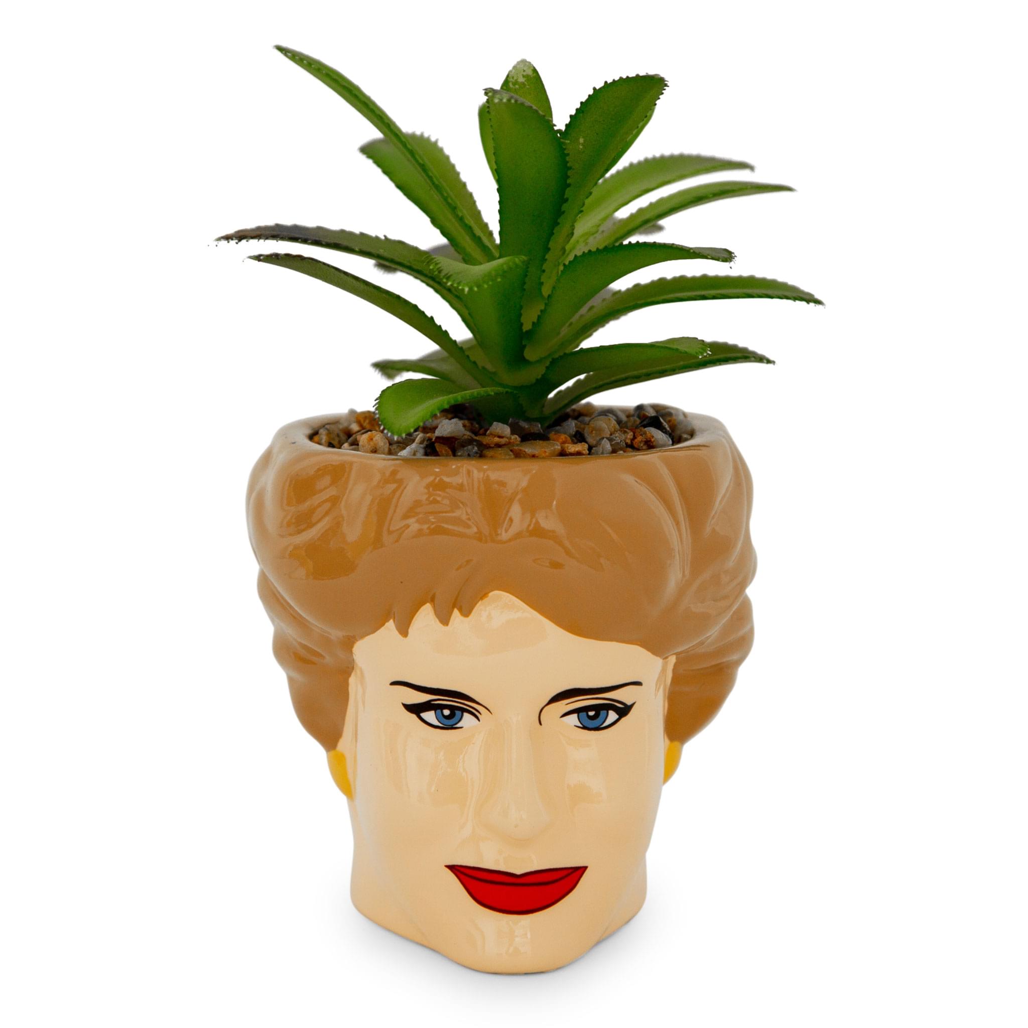 Golden Girls Blanche Ceramic Mini Planter with Artificial Succulent