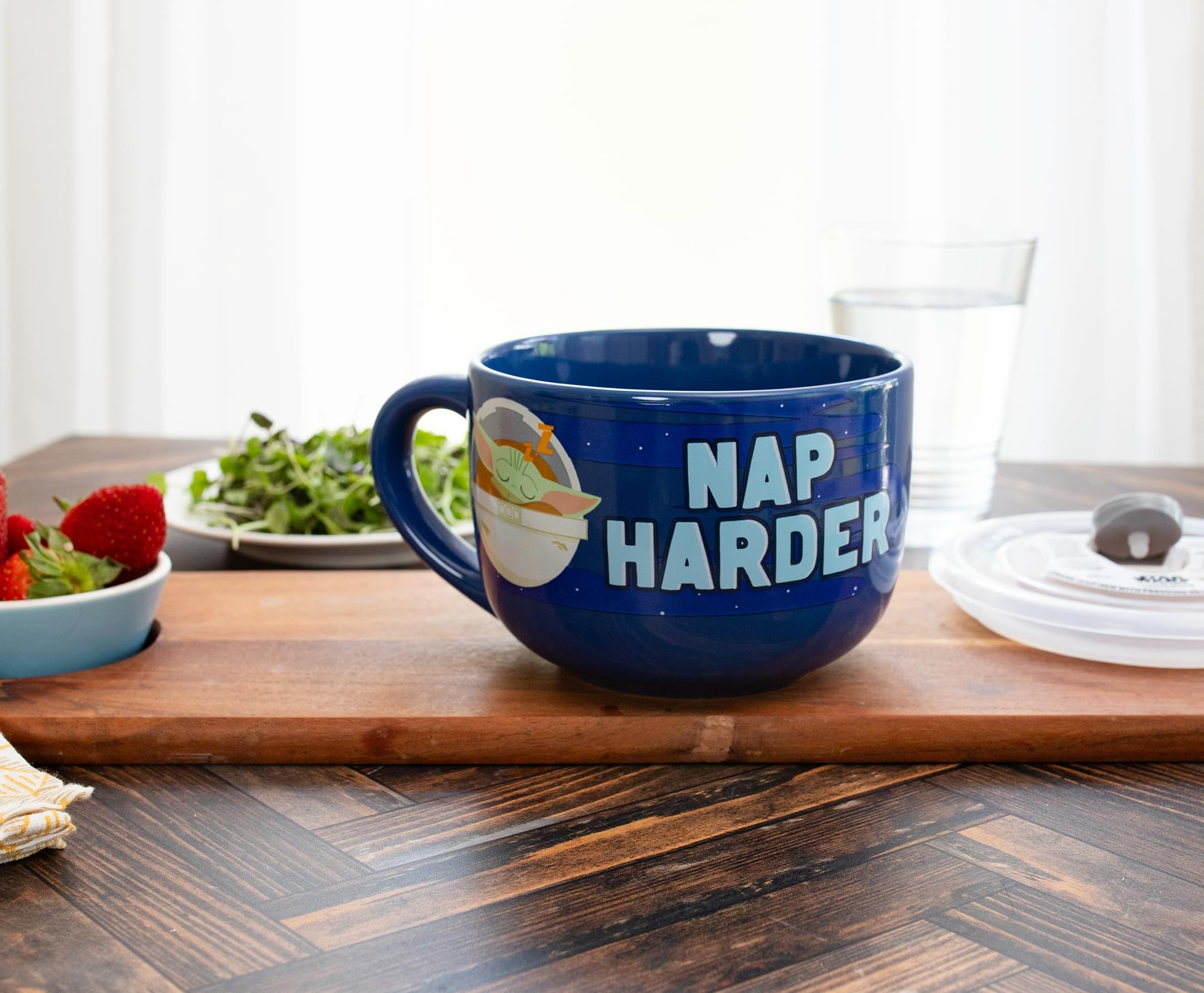 Star Wars: The Mandalorian Work Hard & Nap Hard Ceramic Soup Mug with Lid - 24 Ounces