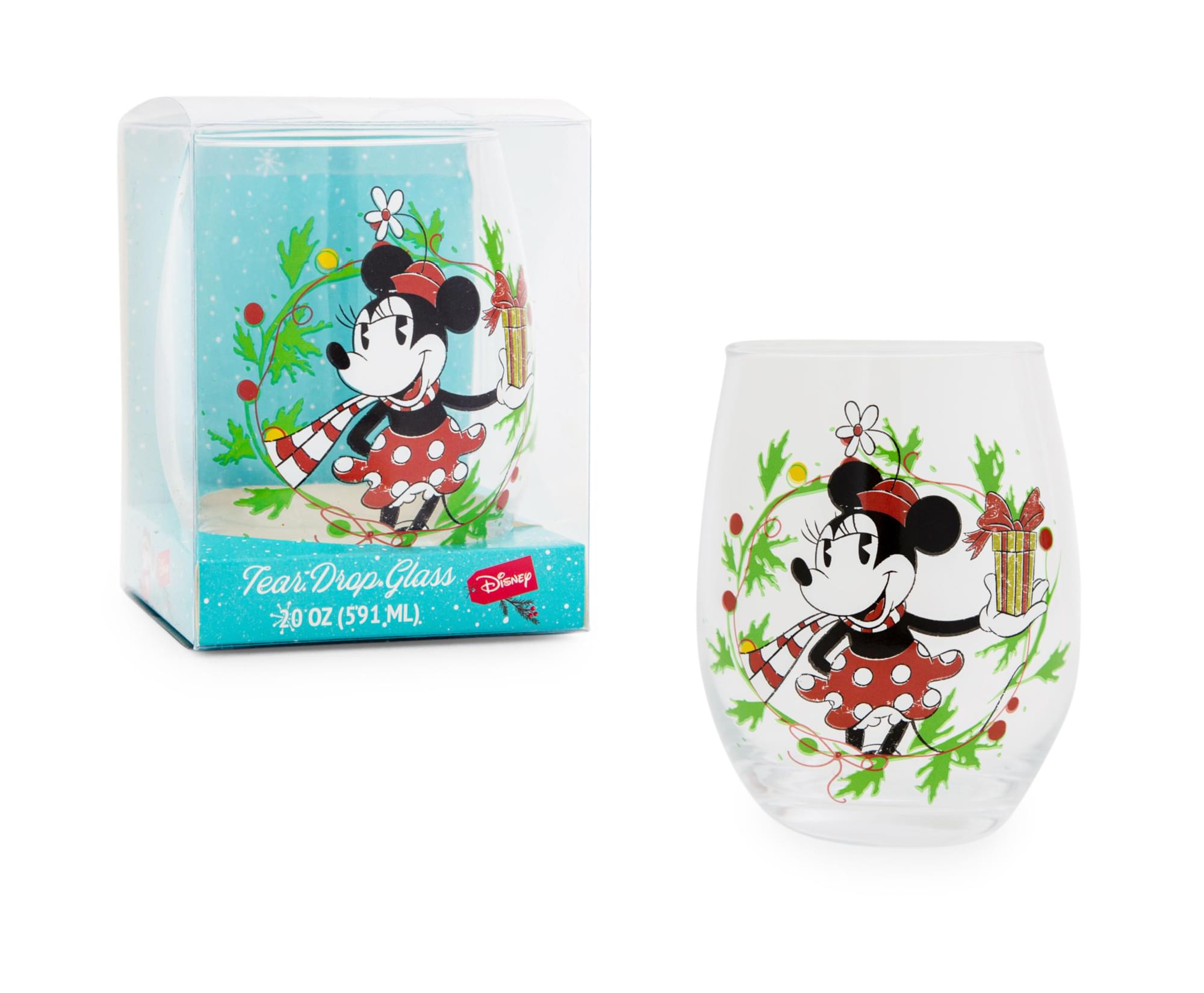Disney Minnie Mouse Christmas Cheer Stemless Wine Glass - 20 Ounce Festive Fun