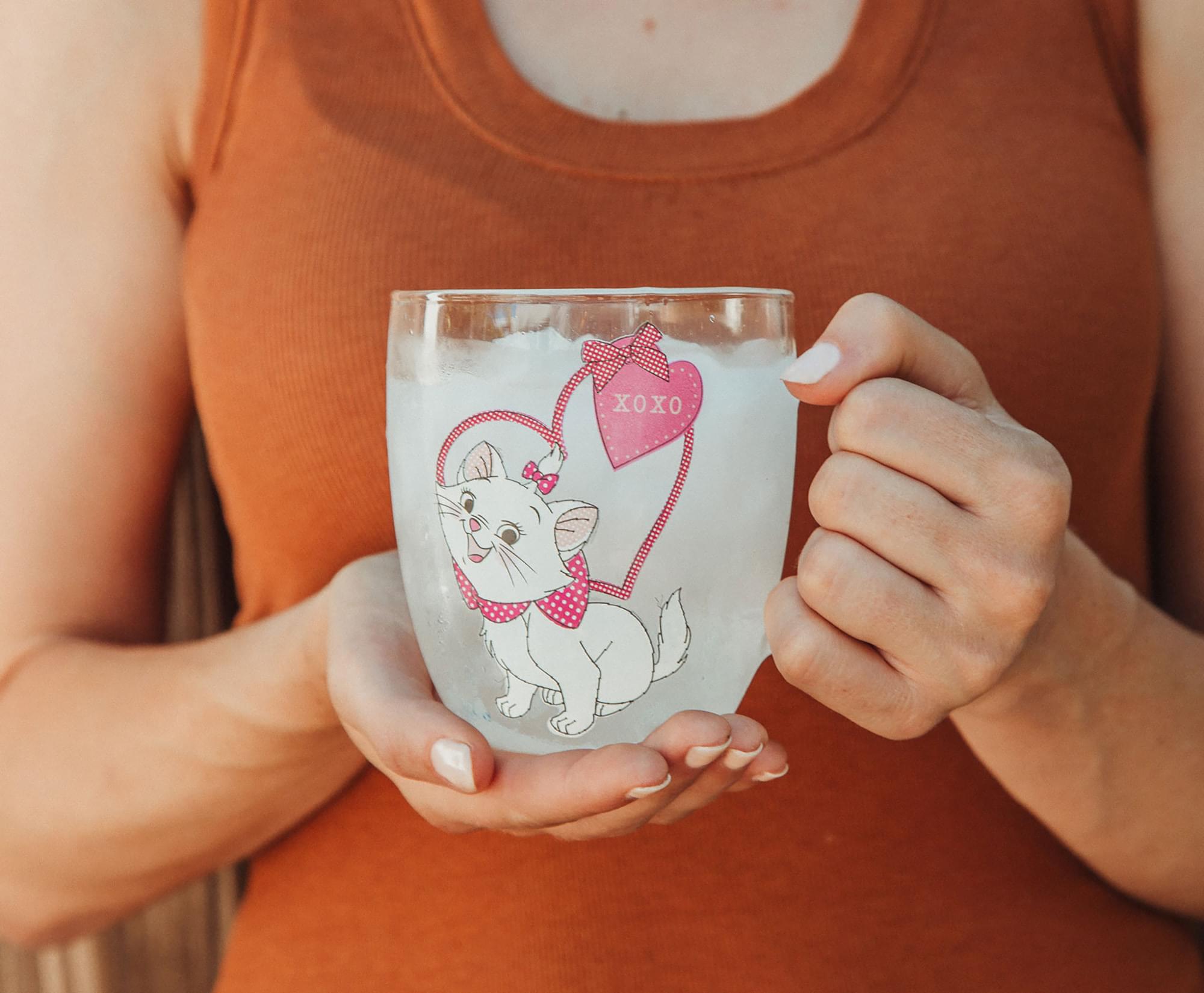 Disney's The Aristocats Marie XOXO Glitter Handle 14-Ounce Glass Mug