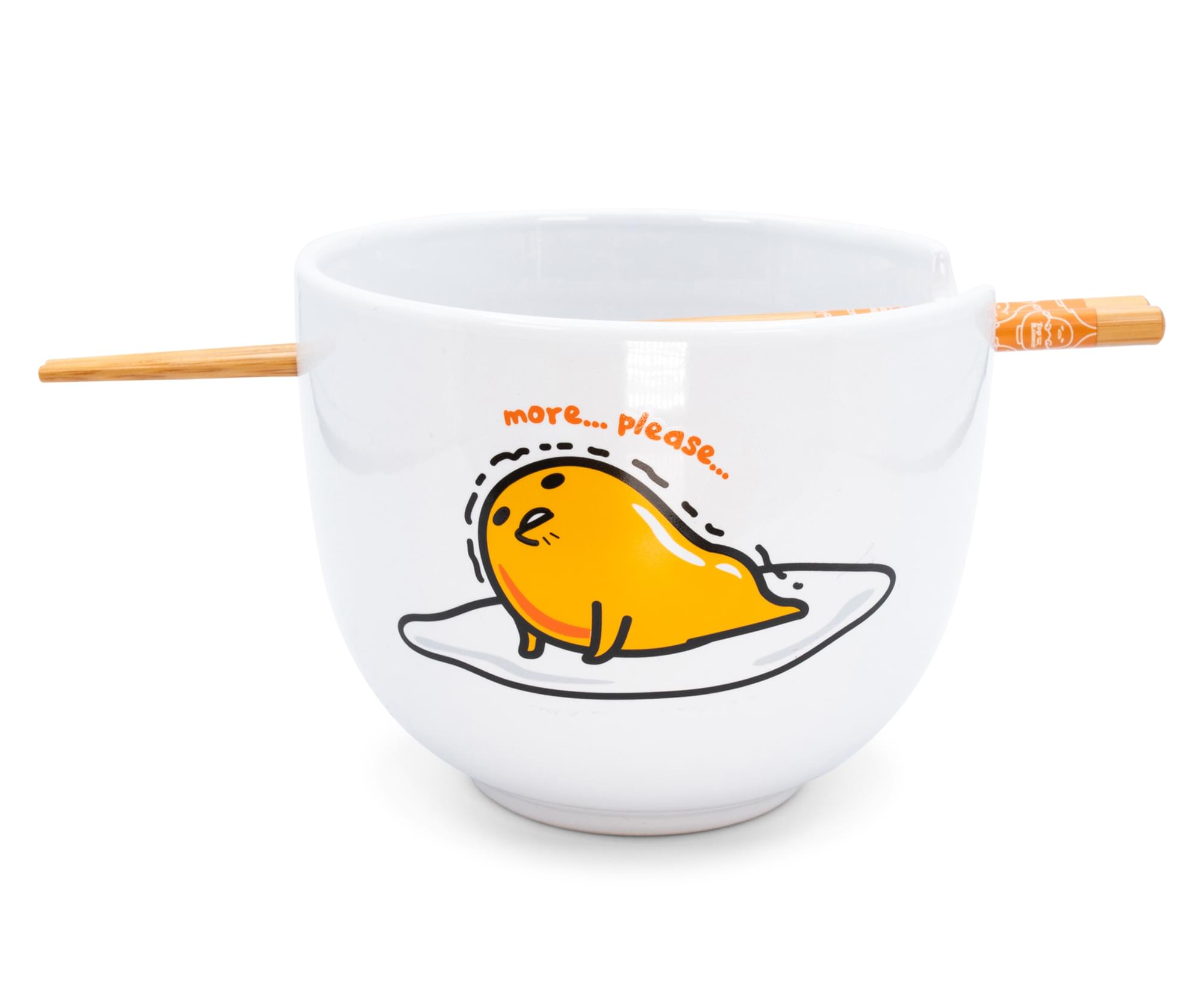 Sanrio Gudetama Japanese Dinner Set with Top Ramen | 20-Ounce Bowl and Chopsticks