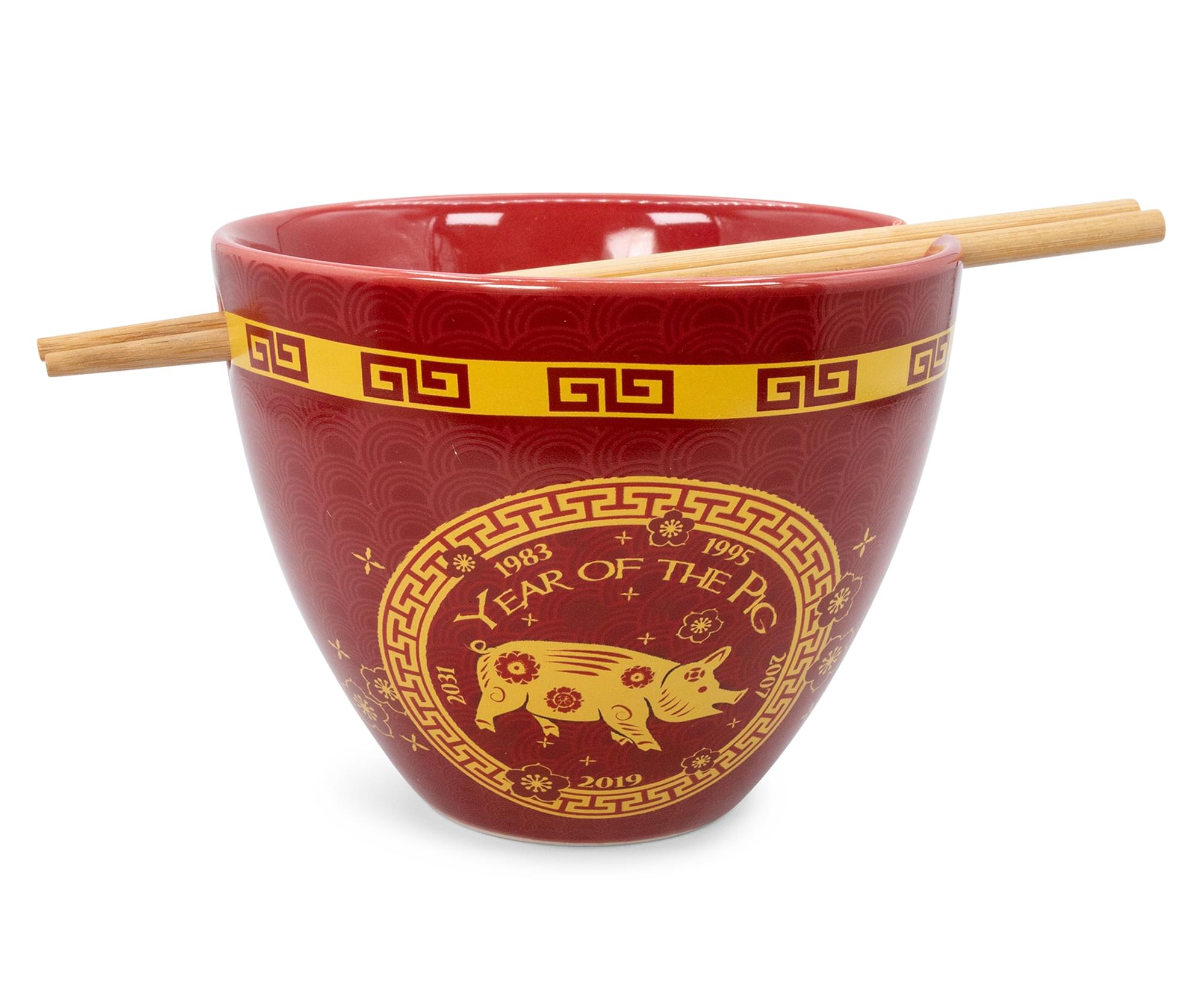 Lucky Pig Year Chinese Zodiac 16 - Ounce Ramen Bowl & Chopstick Set