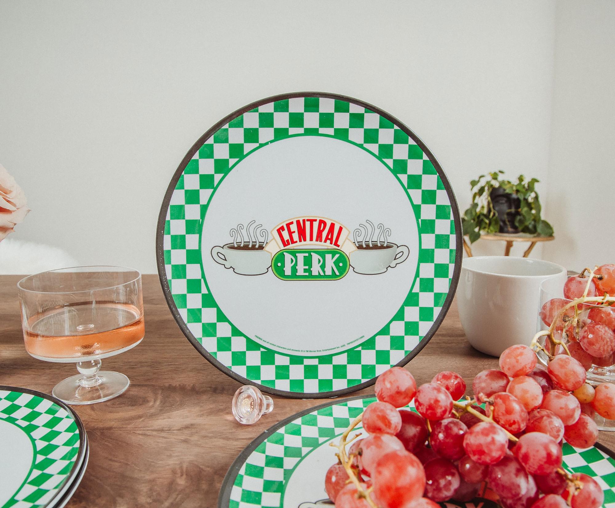 Friends Central Perk 10-Inch Melamine Dinner Plates (Set of 4) - Checkerboard Logo