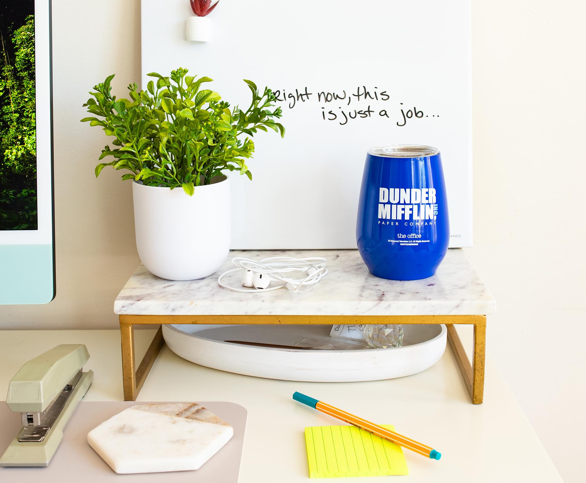 Dunder Mifflin Stainless Steel Tumbler with Lid - 10 Ounce Office Inspired