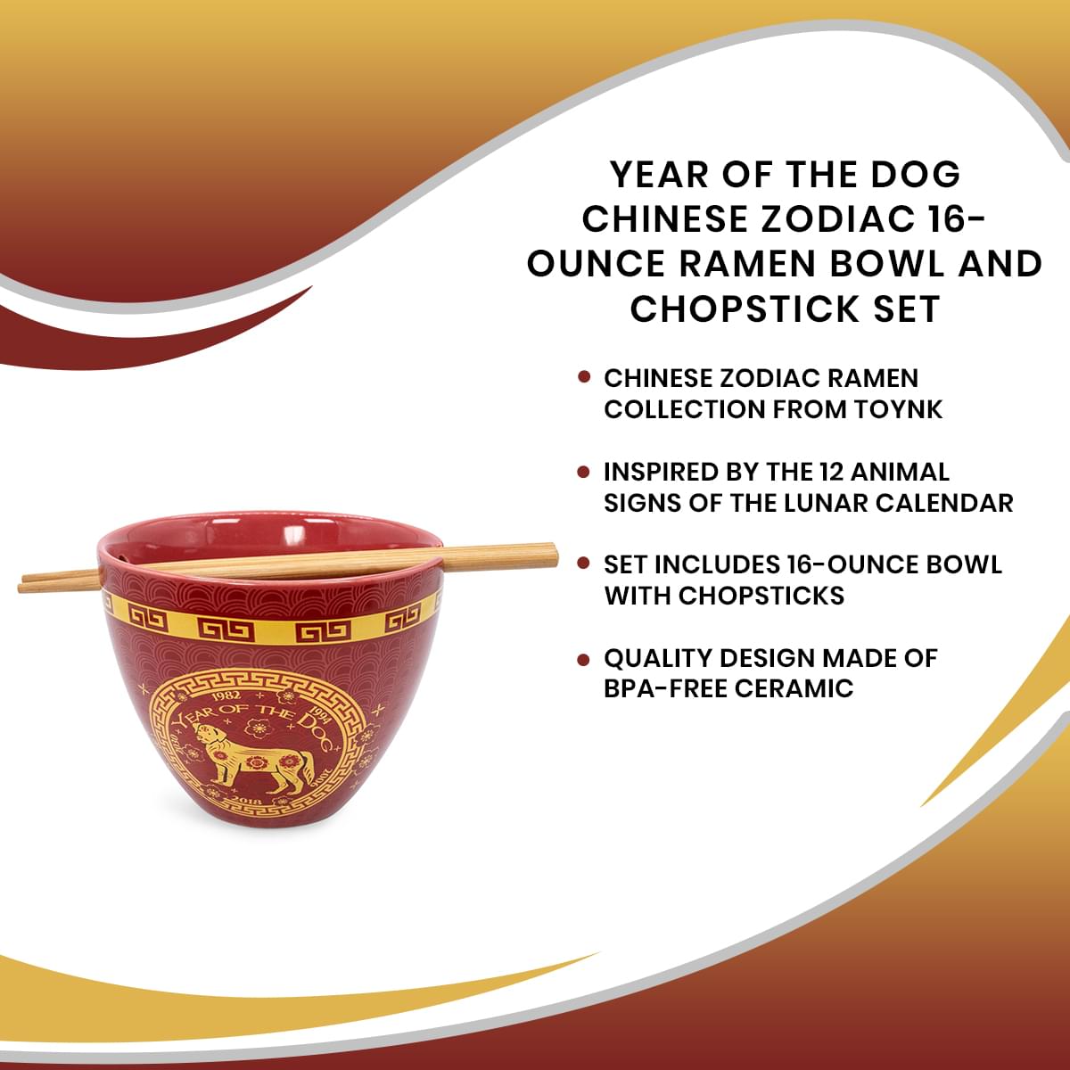 Lucky Dog Chinese Zodiac Ramen Bowl & Chopstick Set