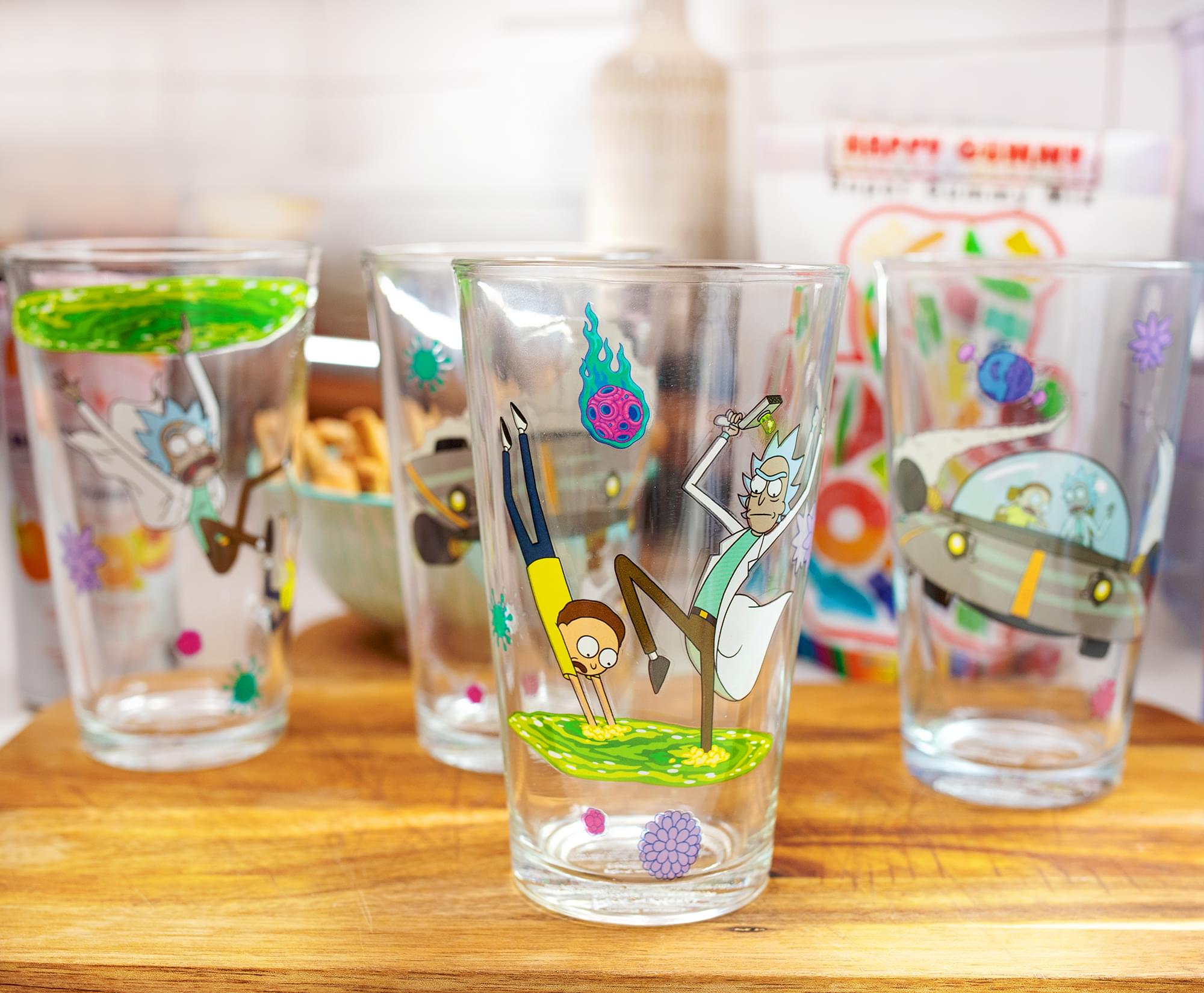 Rick and Morty 4-Piece 16-Ounce Pint Glass Set