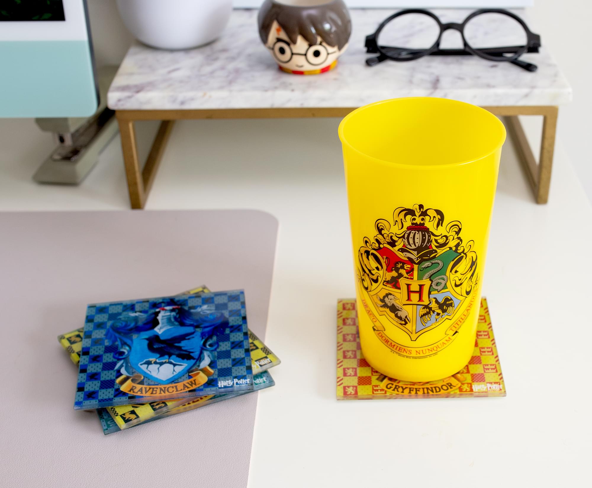 Enchanting Harry Potter Hogwarts Houses Glass Coasters - Set of 4