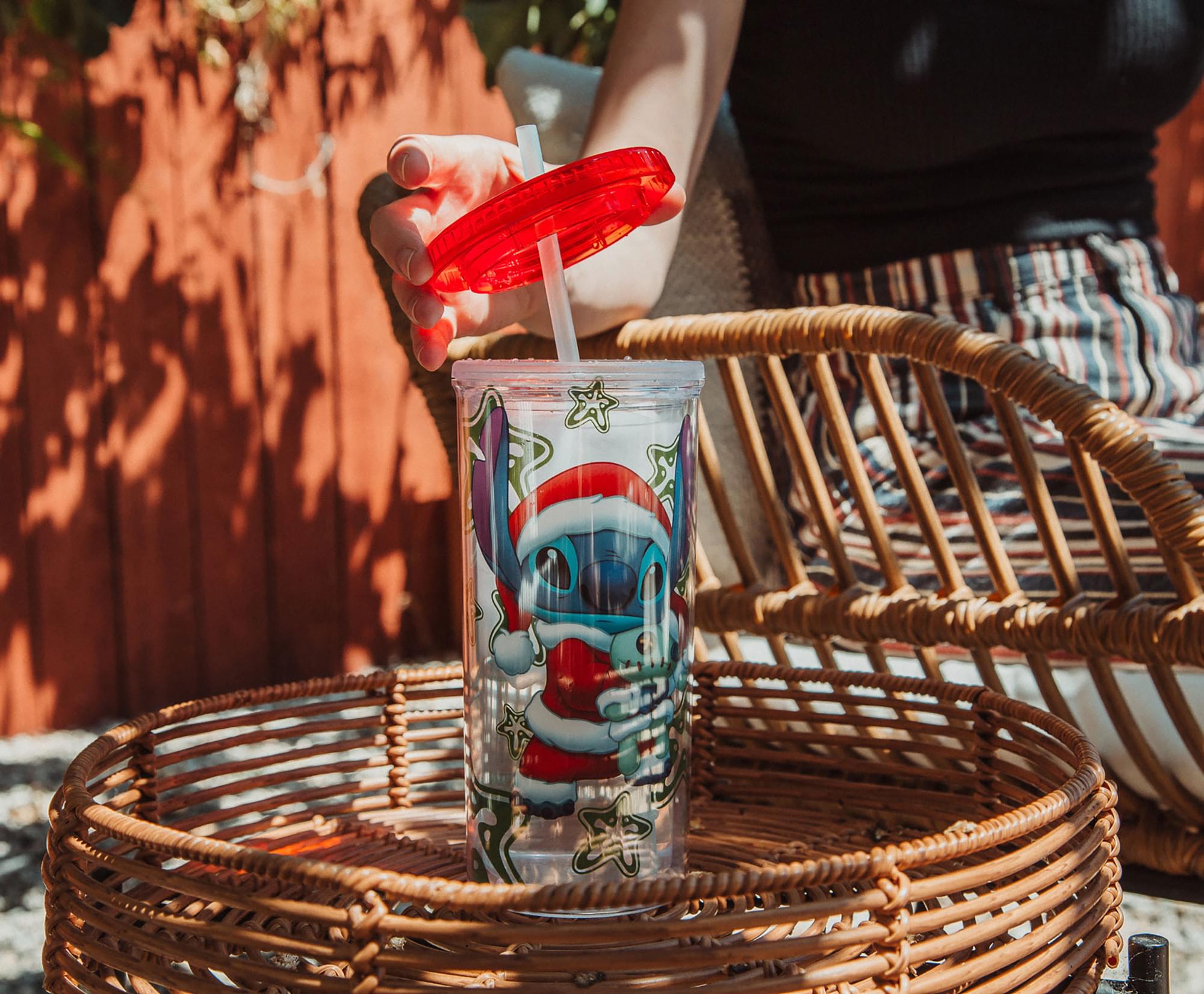 Disney Lilo & Stitch Santa Outfit Carnival Cup with Lid and Straw - 20 Ounce Festive Fun