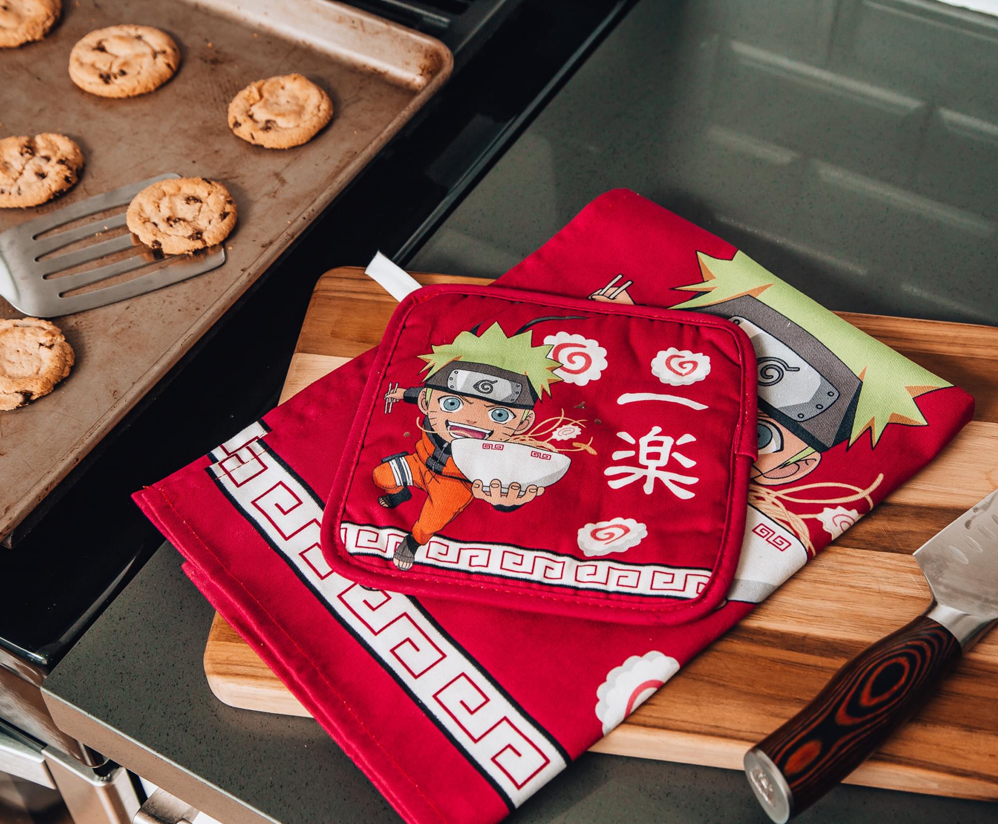 Naruto Chibi Ramen-Inspired 3-Piece Kitchen Set: Oven Mitt, Dish Towel, and Pot Holder