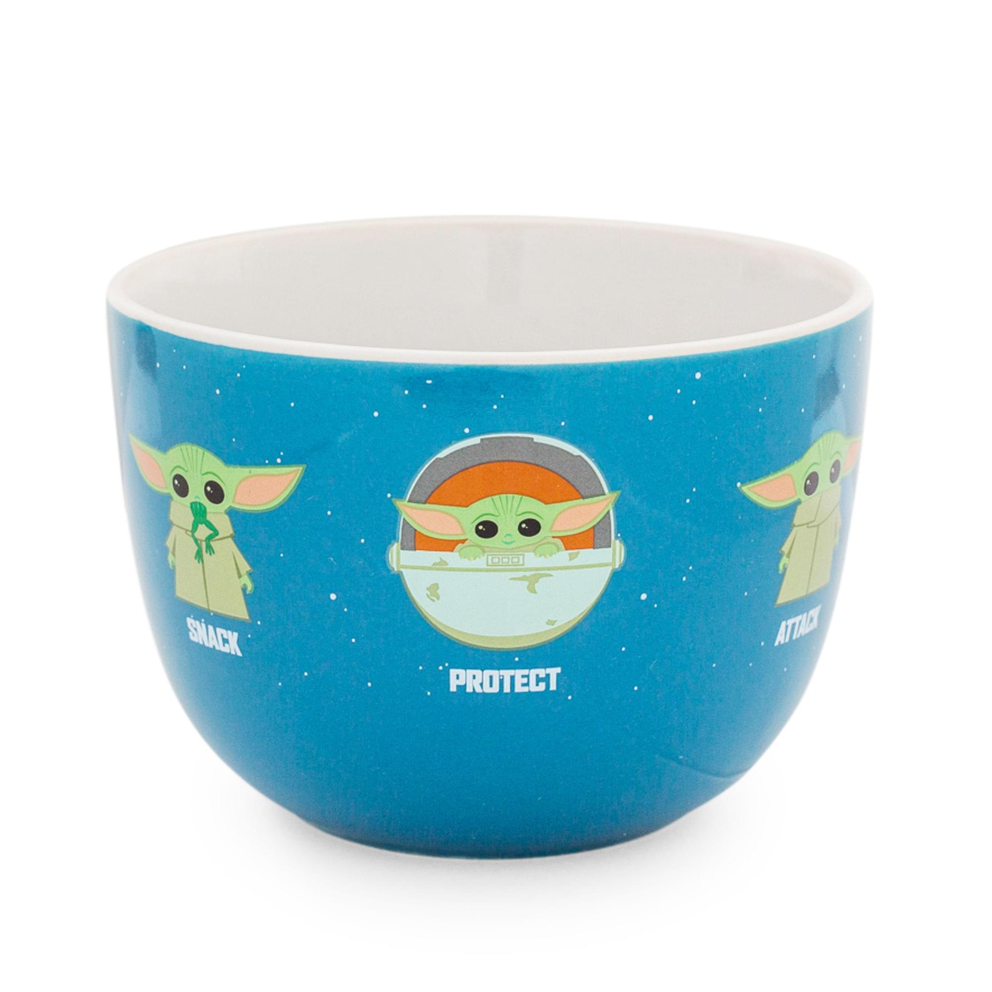 Star Wars: The Mandalorian Ceramic Soup Mug with 'Protect Attack Snack' Design | 24 Ounces
