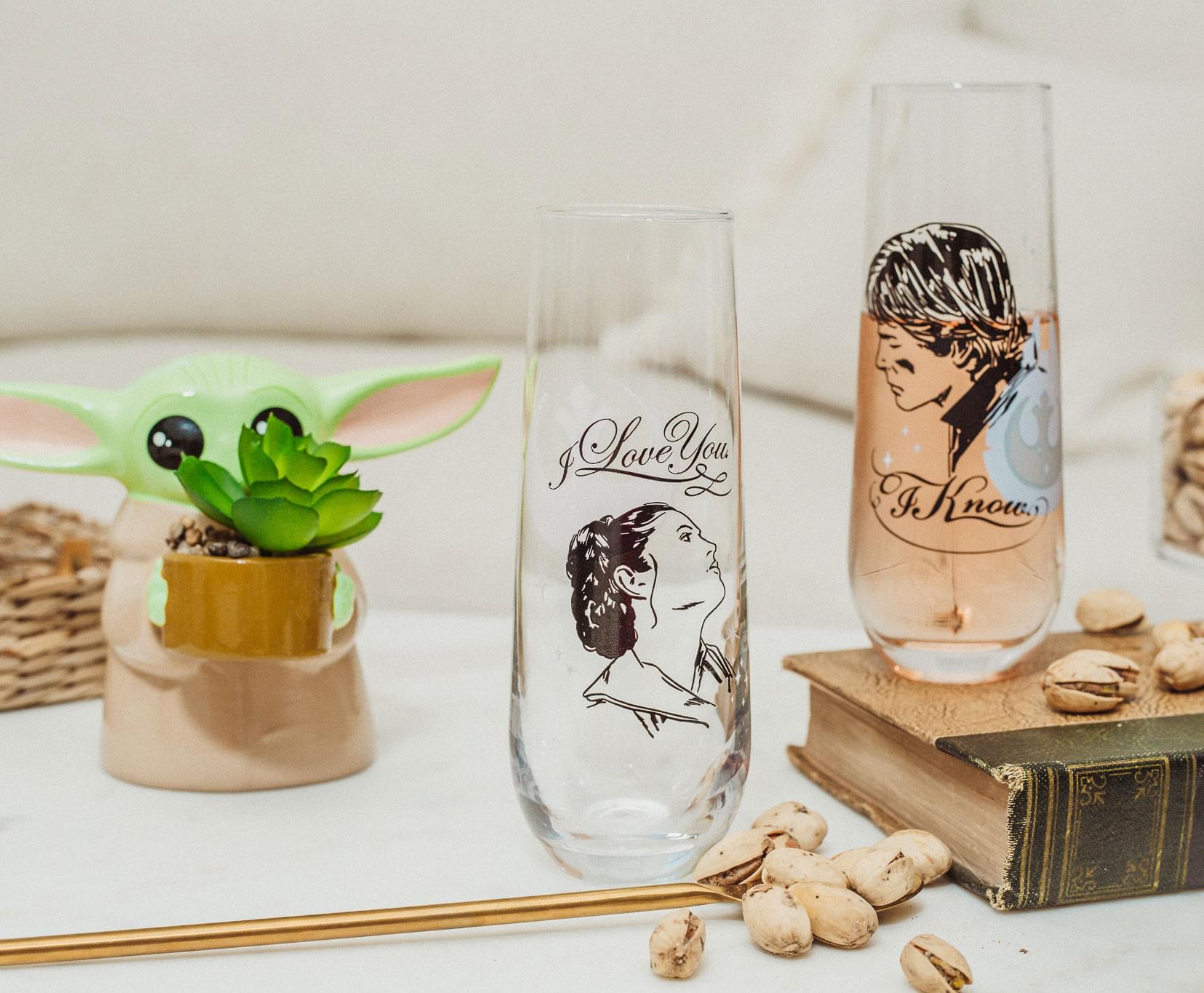 Star Wars Han and Leia 'I Love You, I Know' Stemless Fluted Glasses - Set of 2