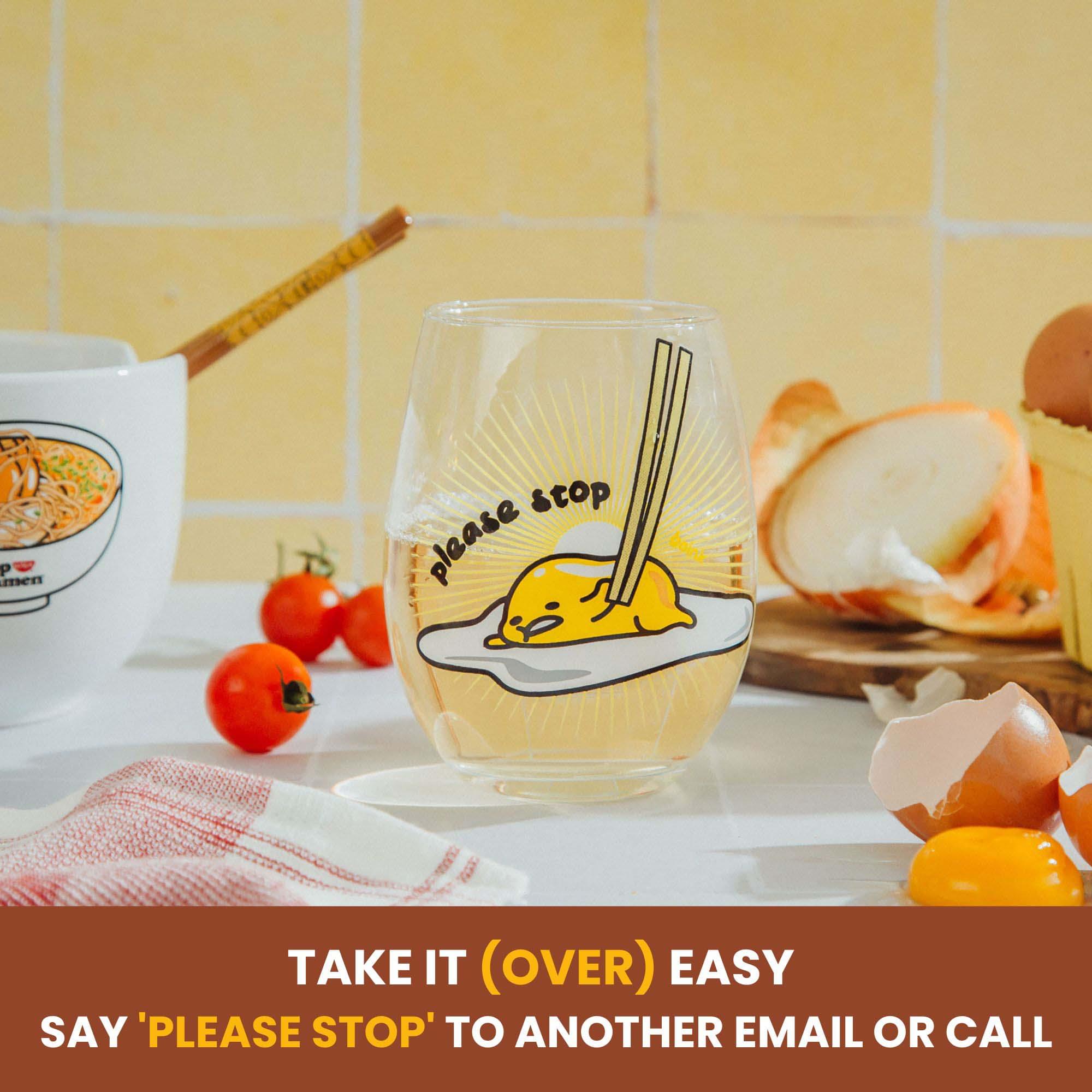 Sanrio Gudetama Lazy Time Stemless Wine Glass - 20 Ounce Capacity