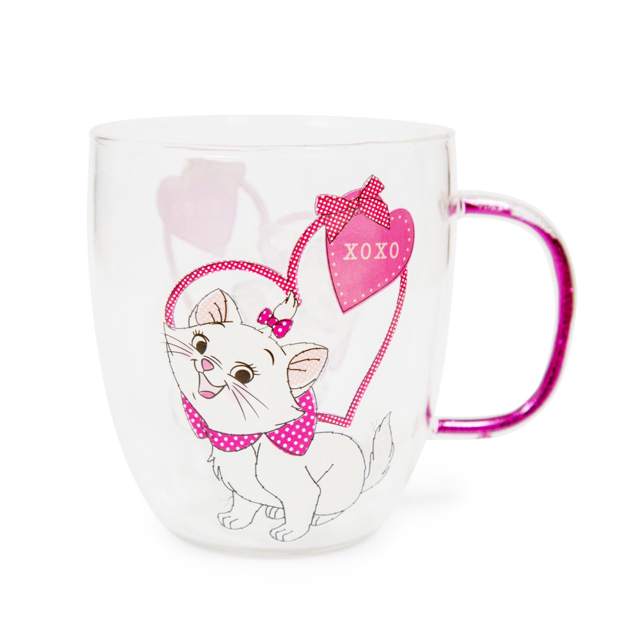 Disney's The Aristocats Marie XOXO Glitter Handle 14-Ounce Glass Mug