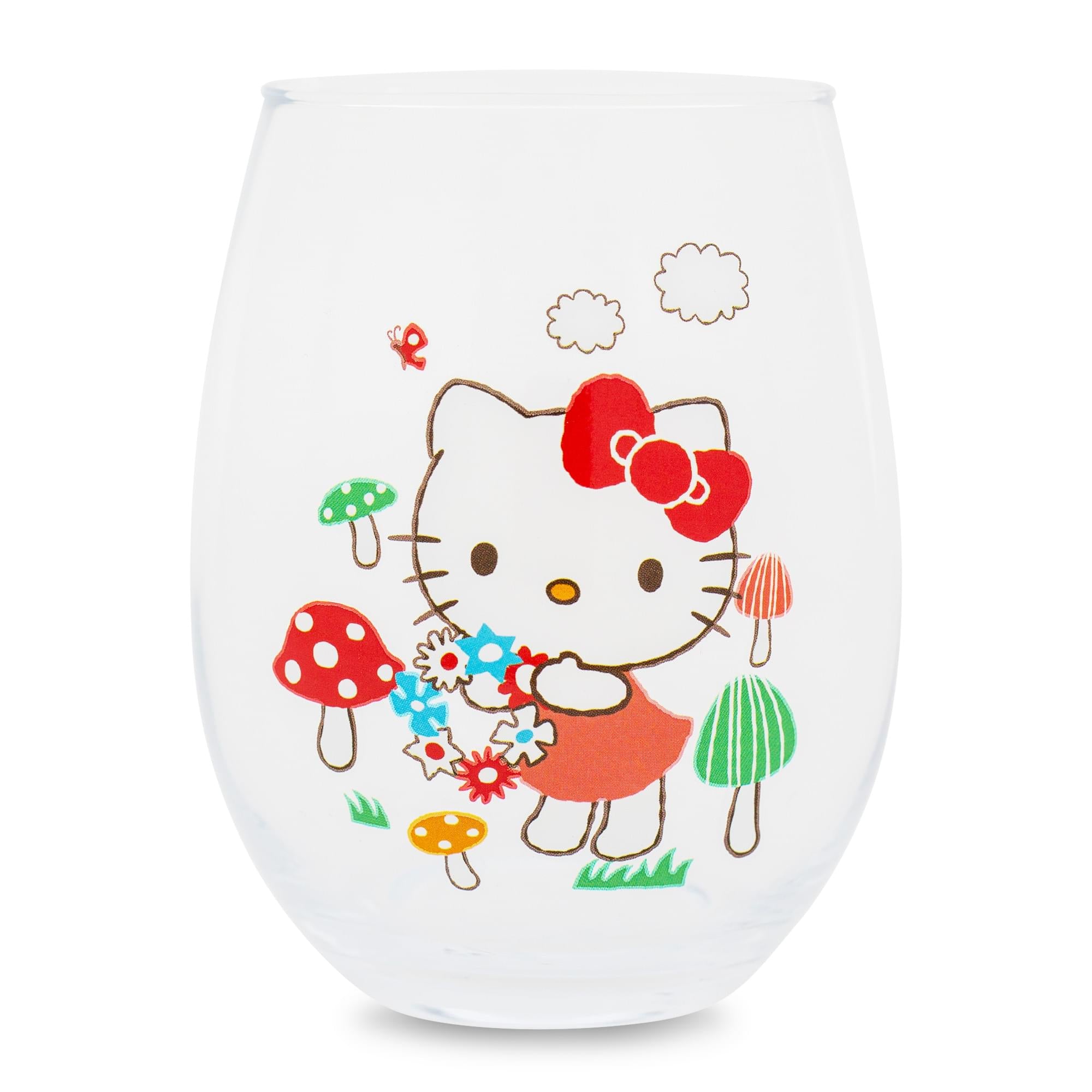 Sanrio Hello Kitty Mushroom-Inspired Stemless 20-Ounce Wine Glass