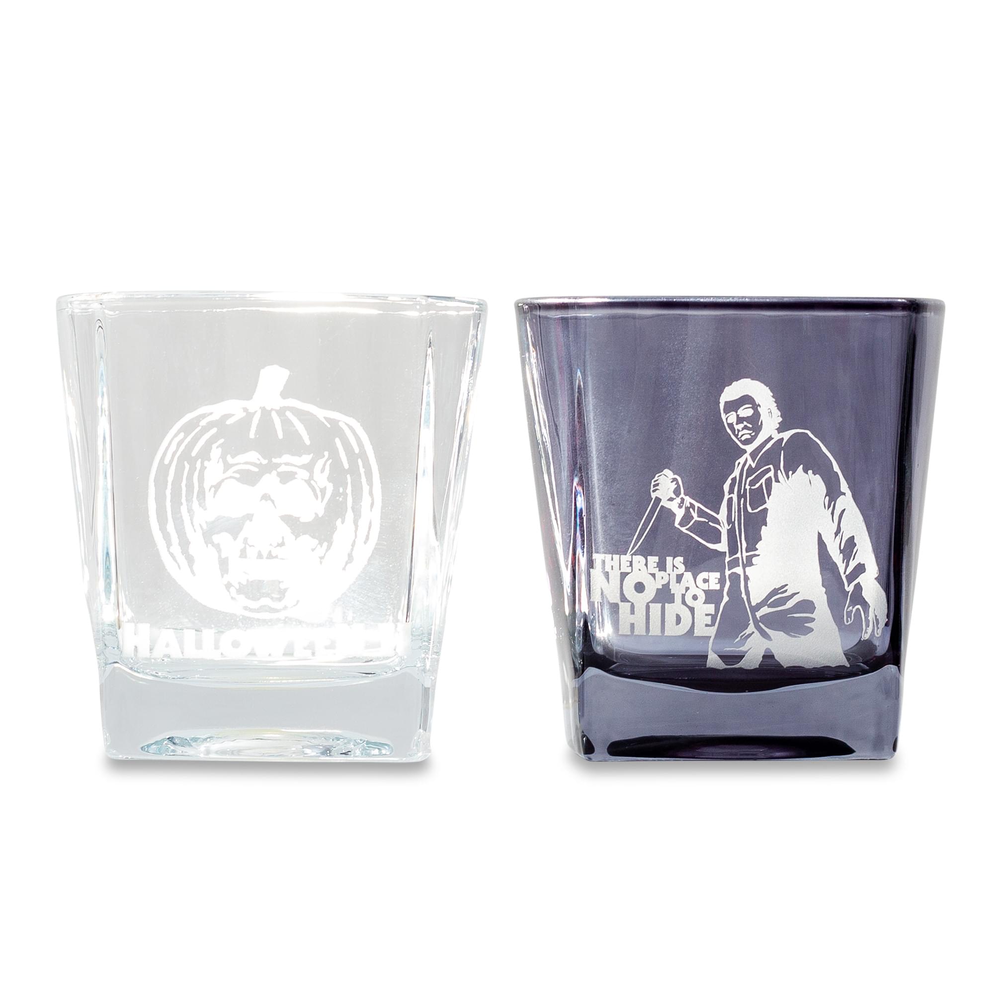 Halloween II Michael Myers 9 - Ounce Spine - Chilling Etched Rocks Glasses Set of 2