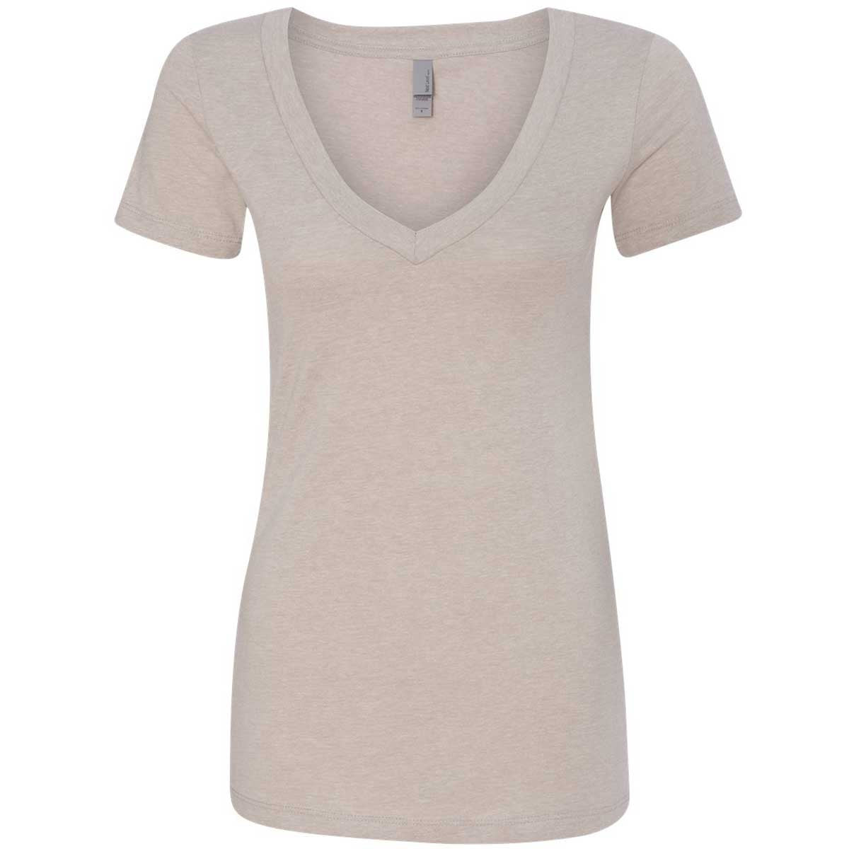 Elevate Your Style with Next Level Women's Sand CVC Deep V Tee