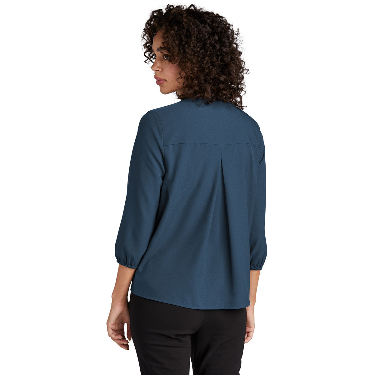 Mercer+Mettle Women's Stunning Insignia Blue Stretch Crepe 3/4 Sleeve Blouse