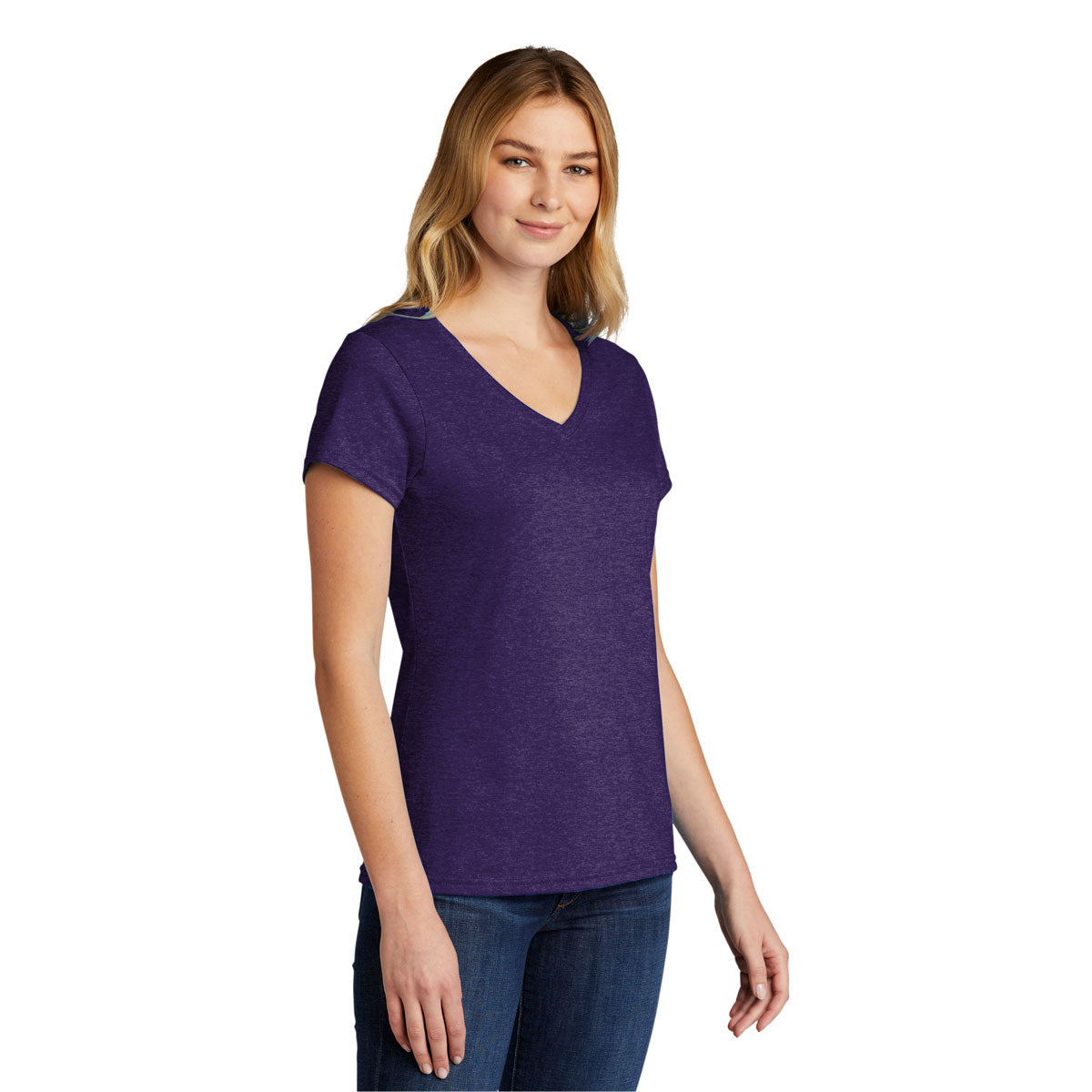 Port & Company Women's Purple Heather Tri-Blend V-Neck Team Tee
