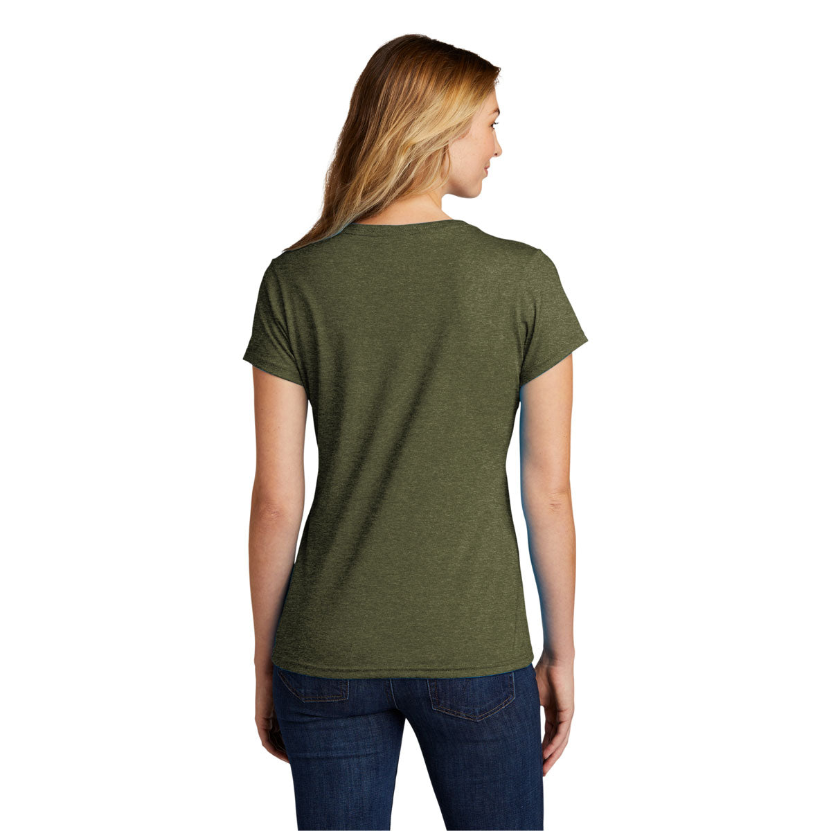 Port & Company Women's Military Green Tri-Blend V-Neck Tee - Your Stylish Comfort Essential